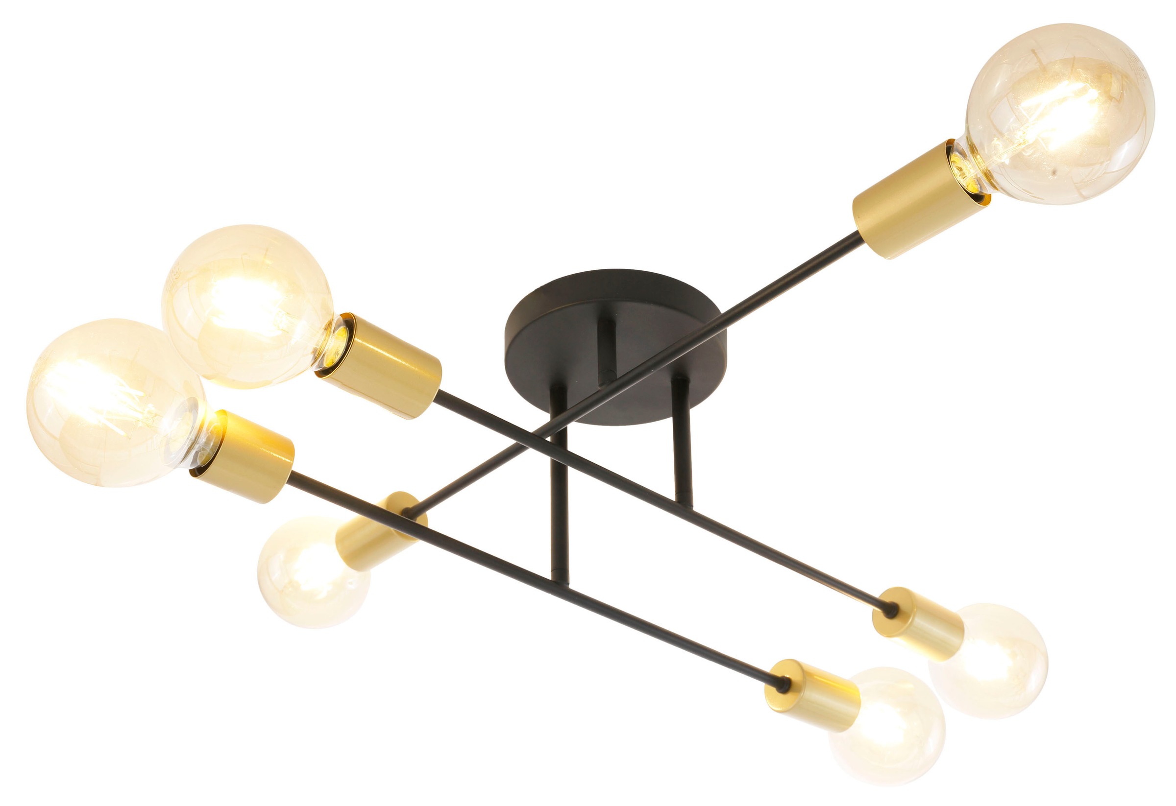 Leonique Deckenleuchte »Jarla«, 6 flammig-flammig, goldfarbene/schwarze Fassungen, Arme flexibel verstellbar / schwenkbar