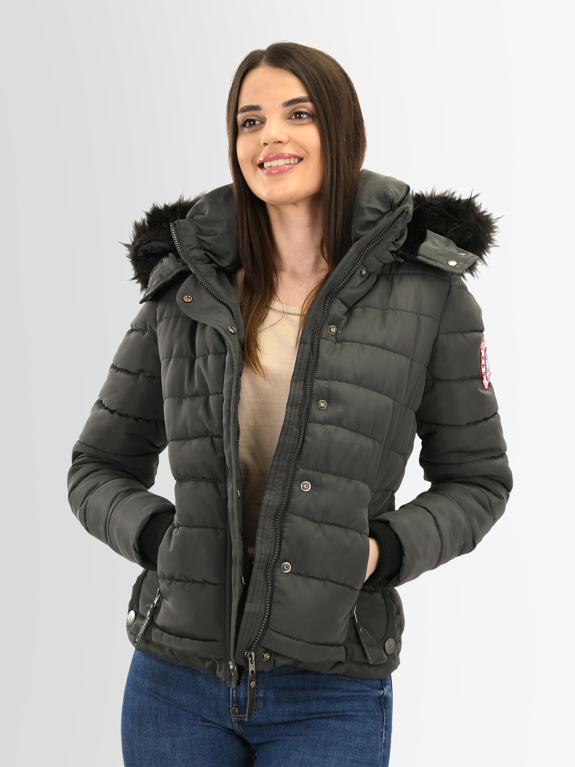 Navahoo Steppjacke »Navahoo Chloe warme Damen Winter Jacke Parka Mantel Stepp Kurzjacke gefüttert NEU B301«