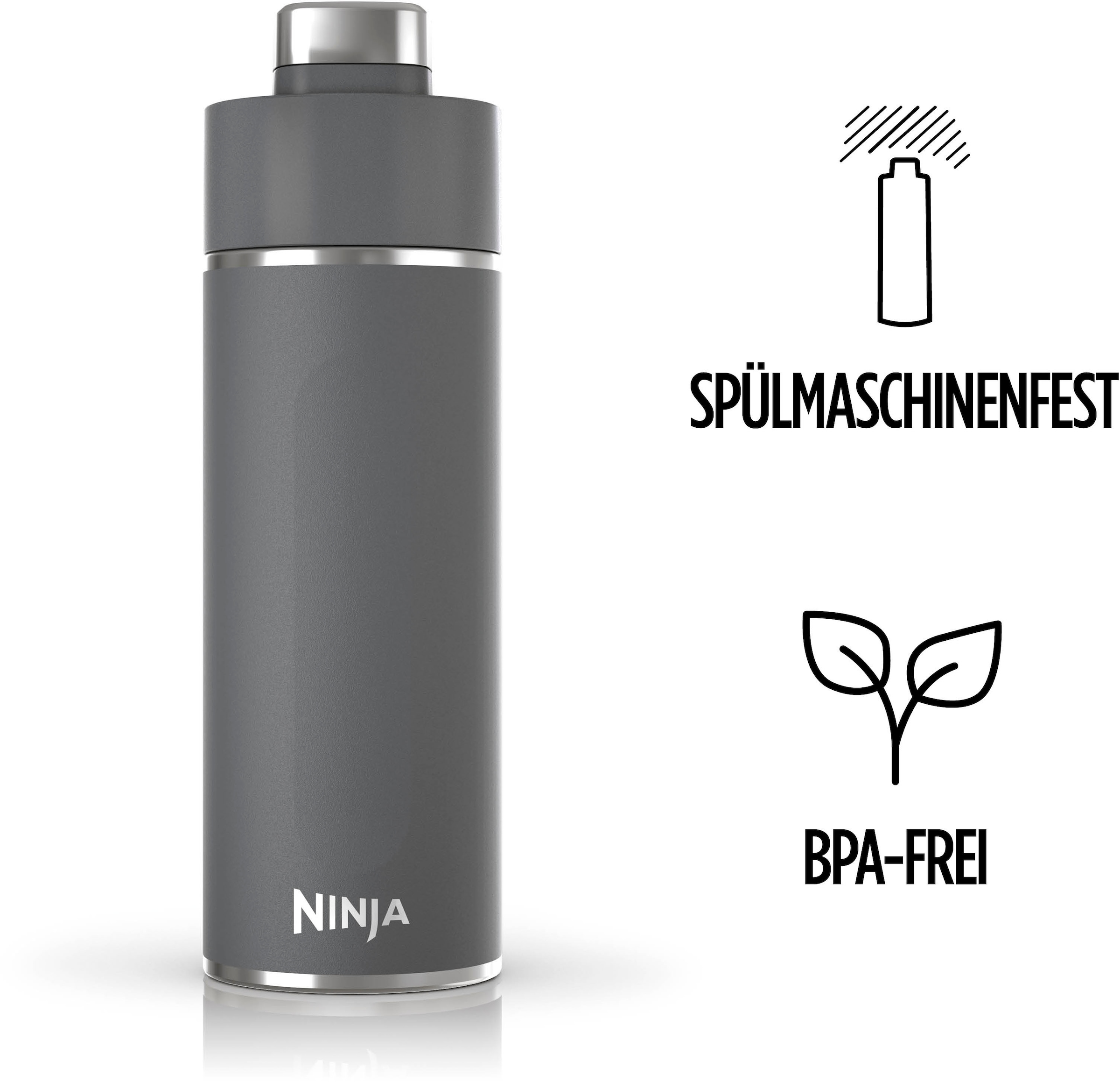 NINJA Isolierflasche »Ninja Thirsti Reiseflasche –  530 ml DW1801EUU / 700 ml DW2401EUU« Getränke bleiben 24 Stunden kalt, 12 Stunden heiß, Eis hält 2 Tage