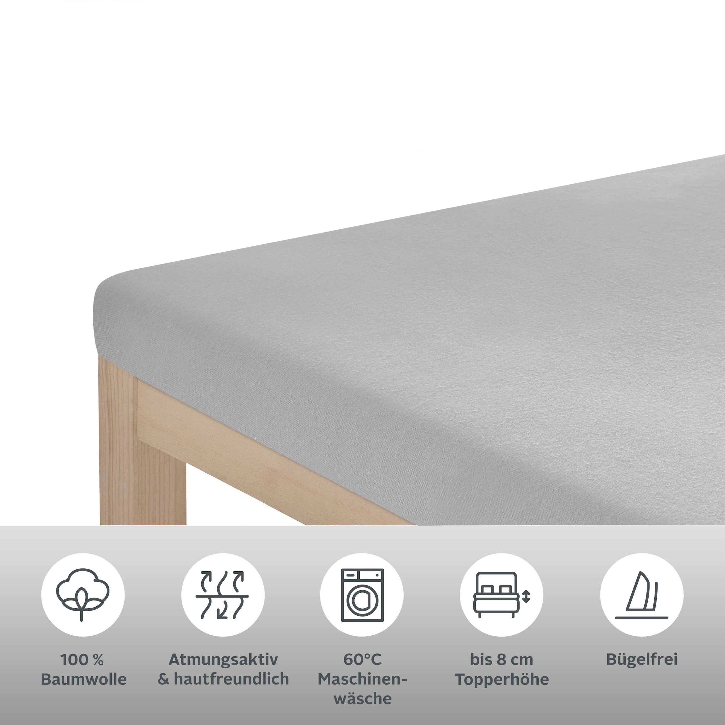 OTTO home Spannbettlaken »Physalis Topper Comfort, in Gr. 90x200, 140x200 oder 180x200 cm« Baumwolle, Matratzen bis 10 cm Höhe, Bettlaken, Spannbetttuch, Laken