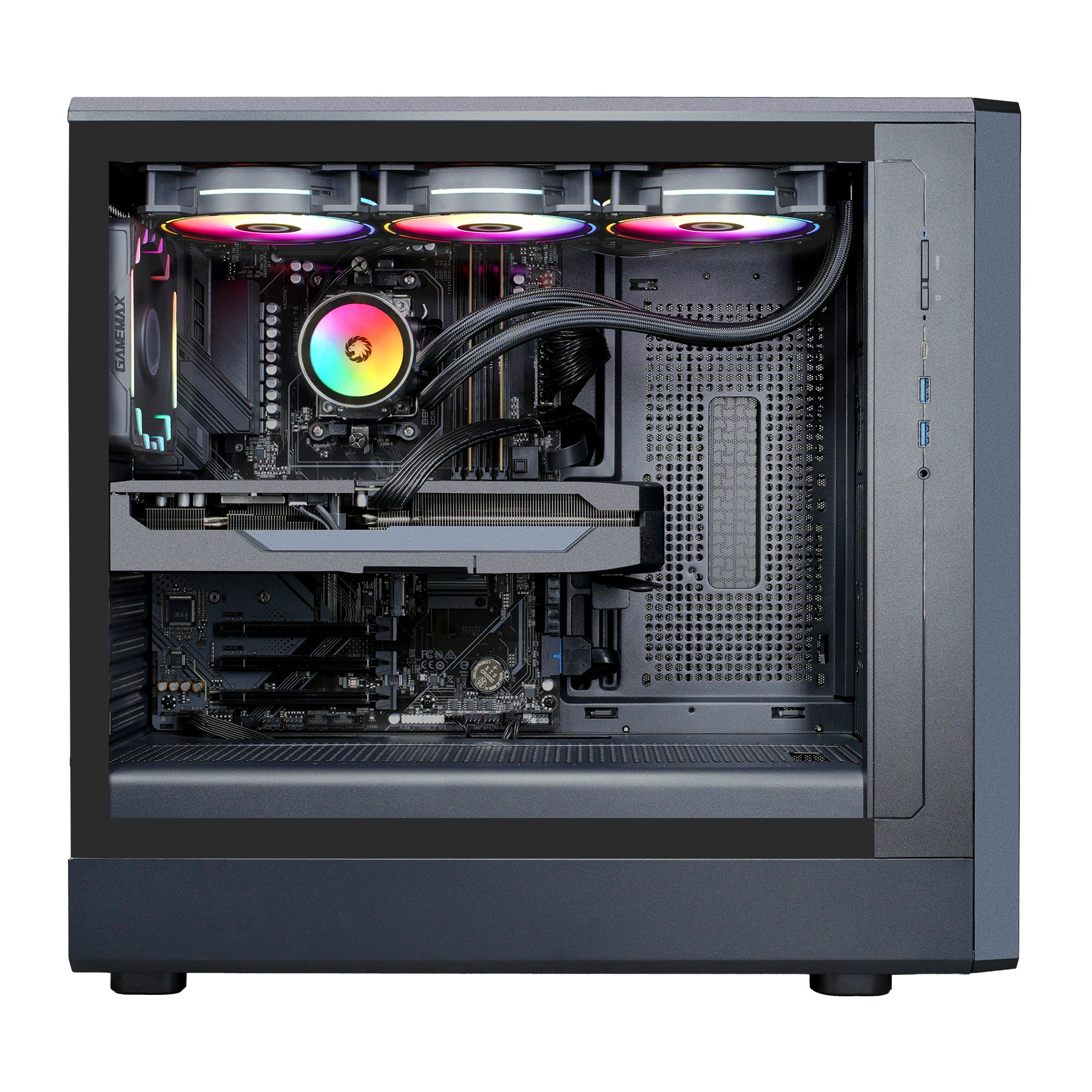GAMEMAX Gaming-PC »CLAW BK 8103 AMD Ryzen 5 9600X 32GB DDR5 1TB SSD RX 9070« DDR5 RAM, Windows 11, Wasserkühlung
