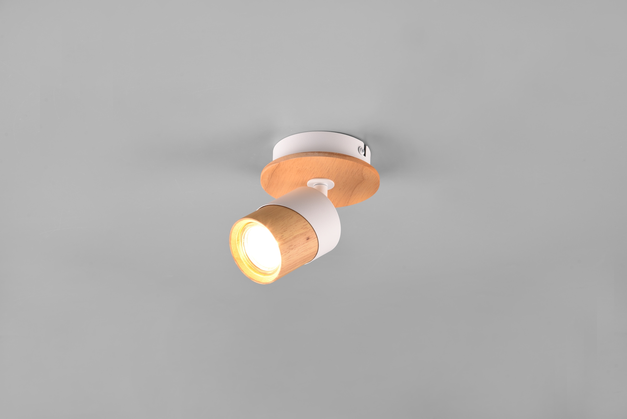 TRIO Leuchten Deckenstrahler »ARUNI, Spot 1-flammig Wandspot Deckenspot exkl 1x GU10 max 10W«, 1 flammig, Leuchtmittel GU10 | Leuchtmittel wechselbar, Wandstrahler mit ON/OFF-Schalter Materialmix Holz / Metall verstellbar