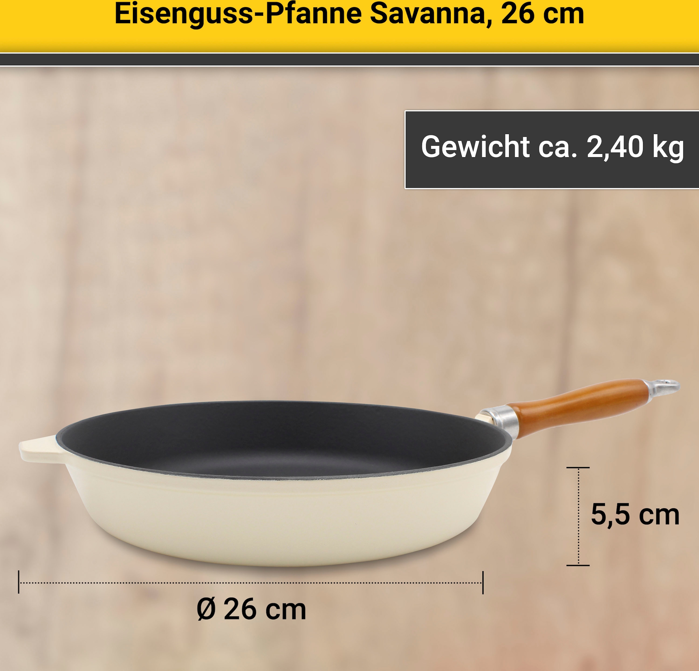 Krüger Bratpfanne »Einsenguss Pfanne SAVANNA«, Gusseisen, (1 tlg.), für Induktions-Kochfelder geeignet
