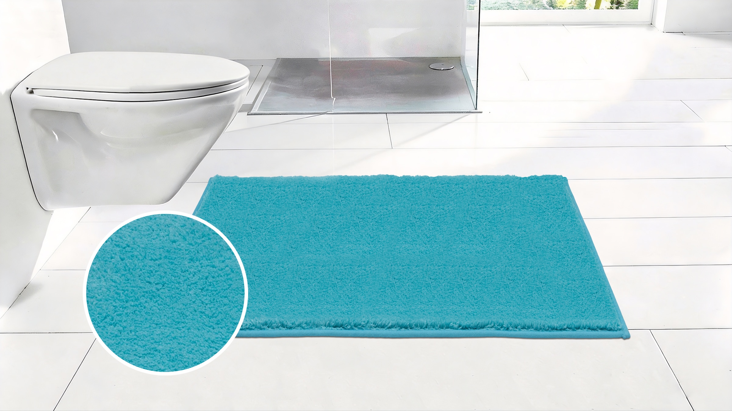 OTTO home Badematte »Cali, Badvorleger, Badezimmer Teppich, Duschvorleger« Höhe 10 mm rutschhemmend beschichtet fußbodenheizungsgeeignet | schnell trocknend weich, Uni Farben, auch als Teppich erhältlich