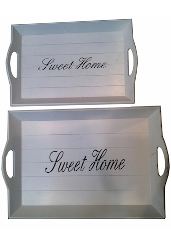 Home affaire Tablett »Sweet Home, weiß antik«, Dekotablett mit Schriftzug, Shabby Optik kaufen