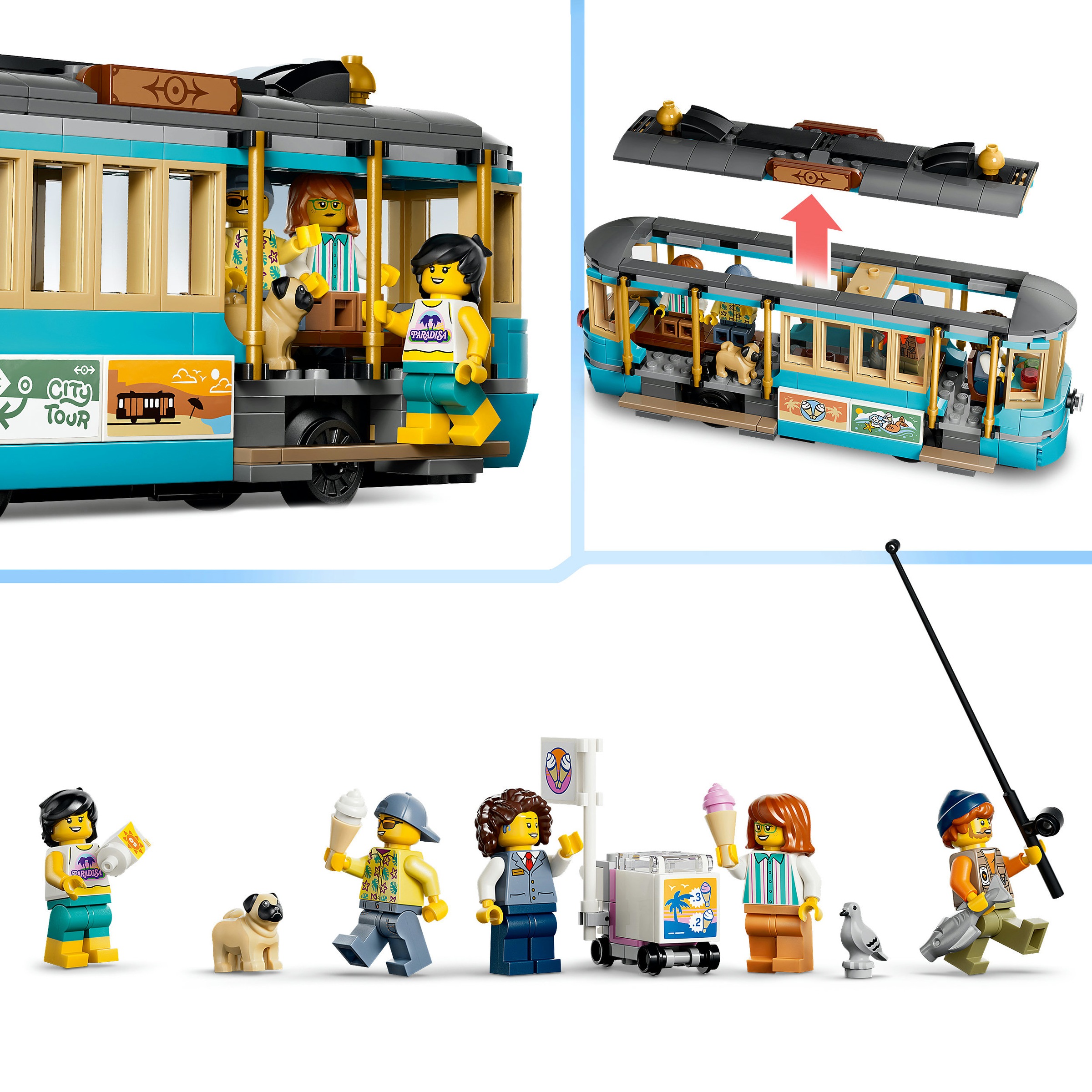 LEGO® Konstruktionsspielsteine »Klassische Strandstraßenbahn (60506), LEGO City« Made in Europe