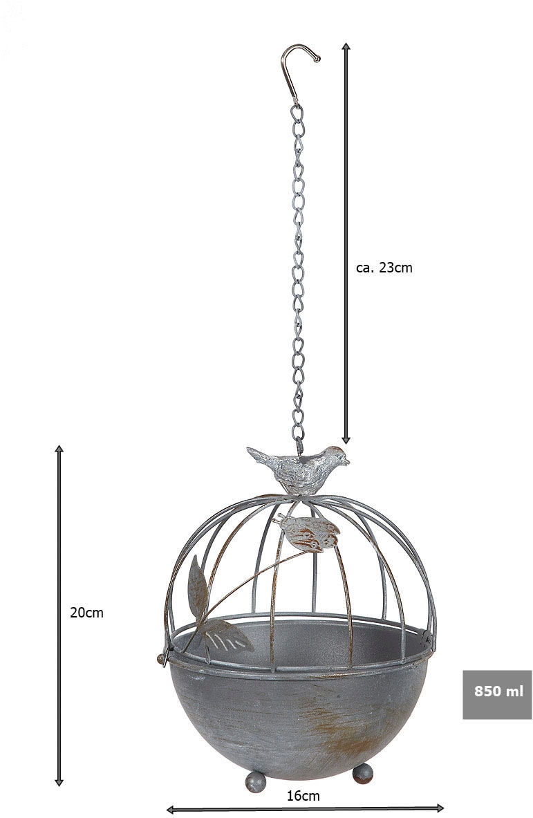 Ambiente Haus Vogeltränke »Vogelbad zum hängen aus Metall - Käfig«, (1 St.)