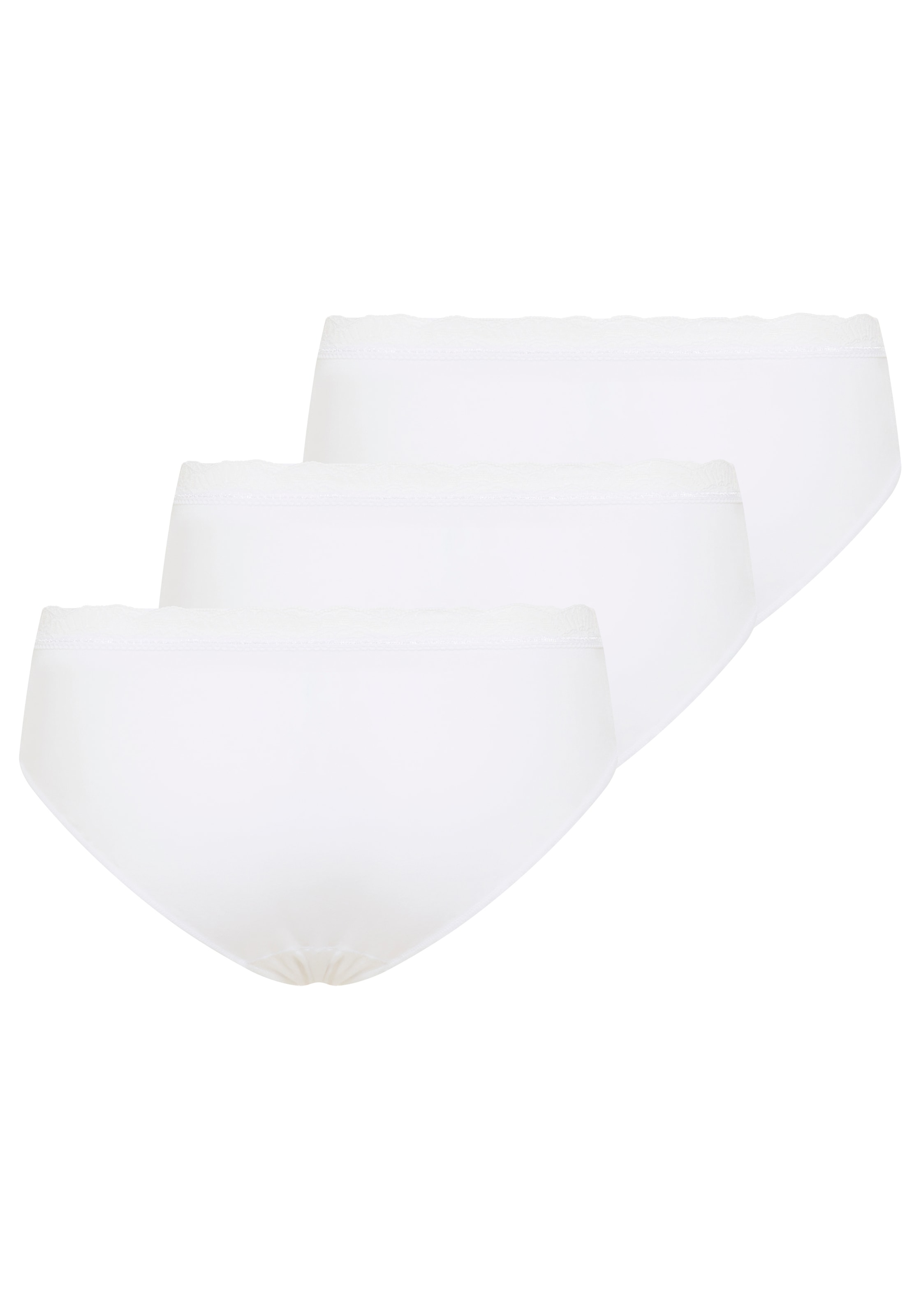 YSABEL MORA Midislip »BASIC COLLECTION COTTON WITH LACE« 3er Pack,  mit bedecktem Schnitt und feiner Spitze