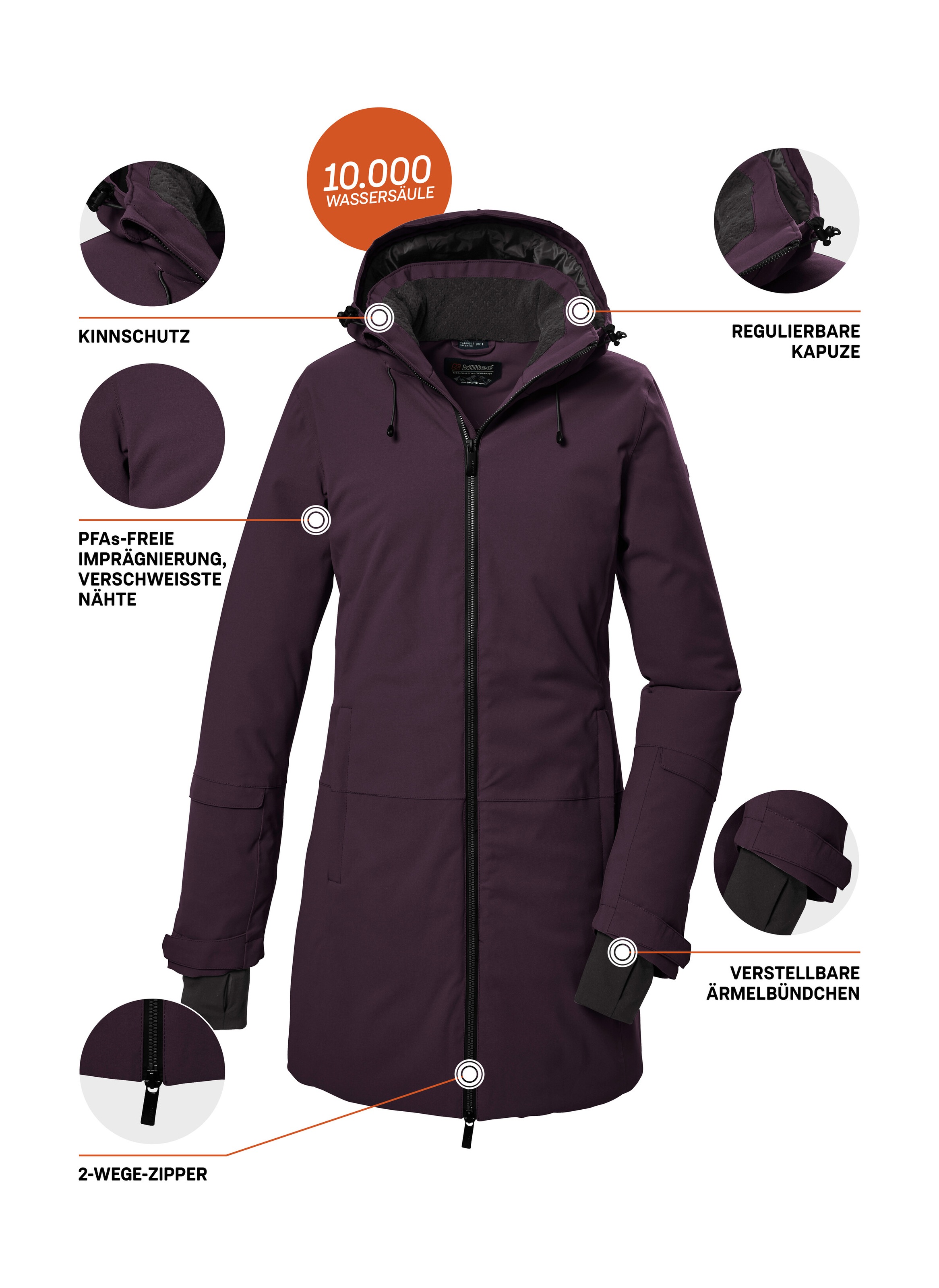 Killtec Parka »KOW 307 WMN PRK«, Wasser- und winddichter Funktionsparka mit 10.000 mm Wassersäule