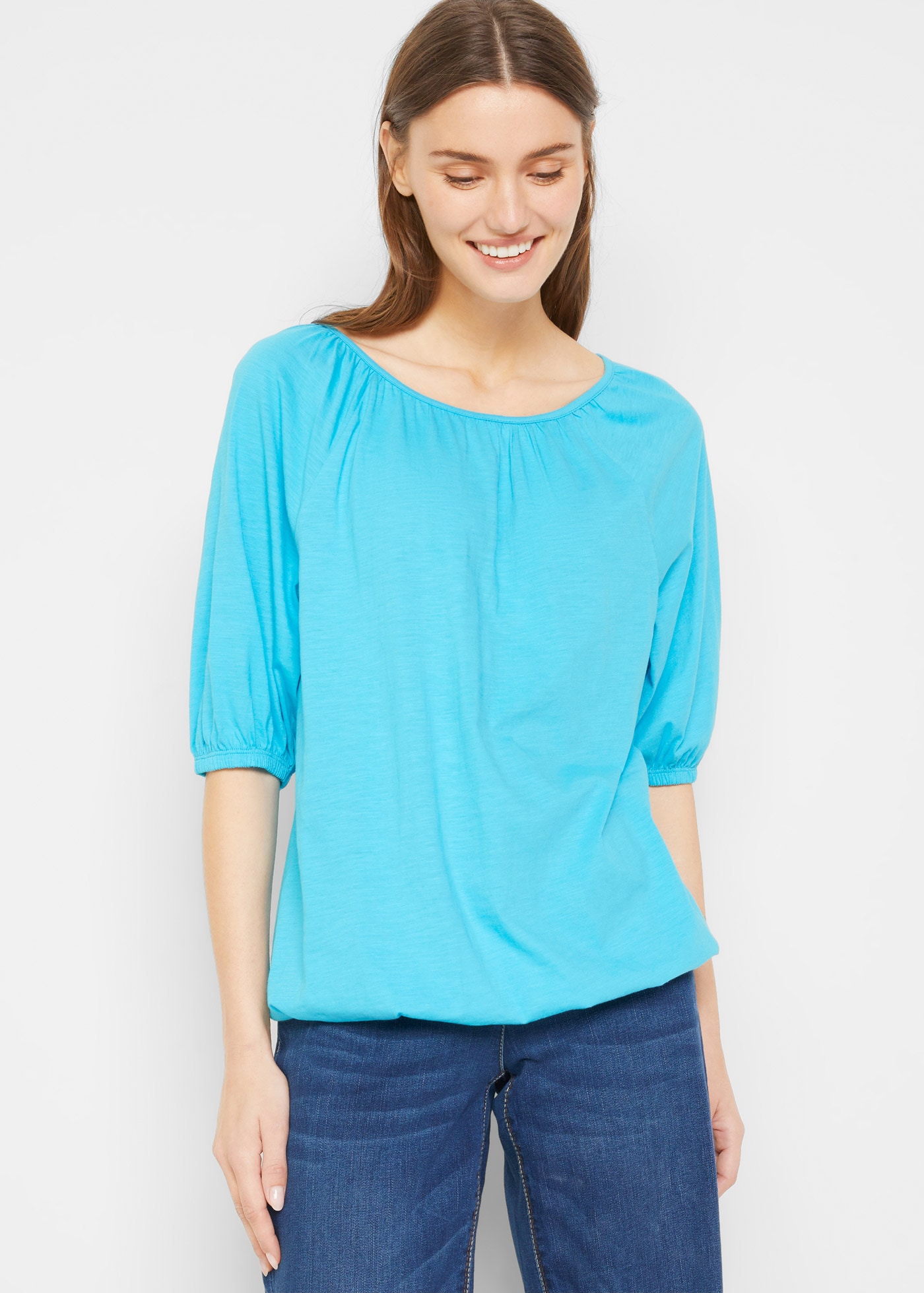 bonprix T-Shirt »Shirt aus reiner Baumwolle« Ballonform, lockere Passform, Halbarm-Design, aus reiner Baumwolle