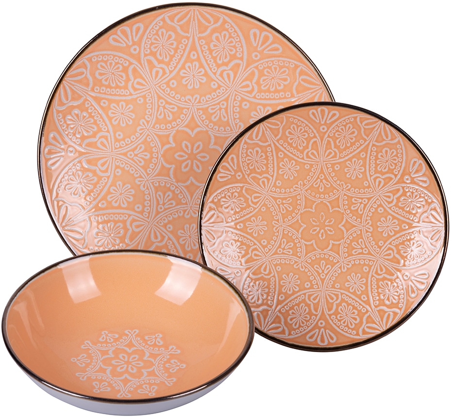 Villa d'Este Tafelservice »Geschirr-Set, Service Shades of Suncset Baku«, (Set, 12 tlg.), Speiseteller, Suppenteller, Dessertteller, 12 Teile, für 4 Personen