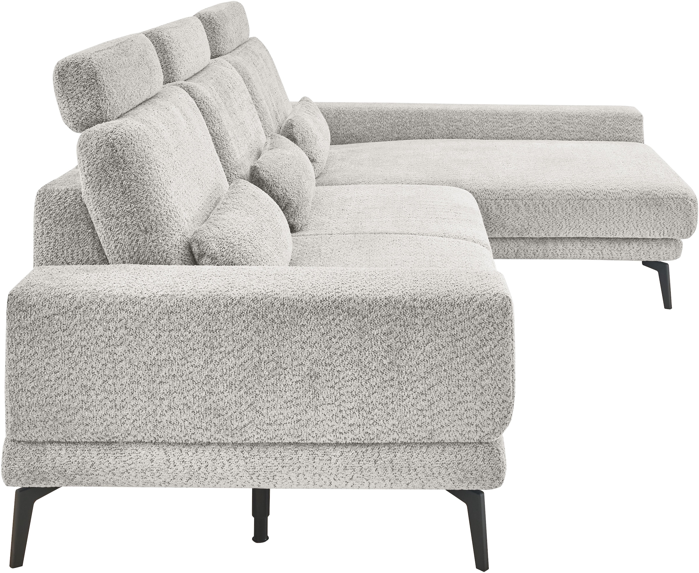 set one by Musterring Ecksofa »SO 3600, inkl motor. Sitztiefenverstellung, Kopfstützen, Nierenkissen«, Sitzhöhe 44 cm, Federkern, Breite 293 x Tiefe 180 cm, Kama silver