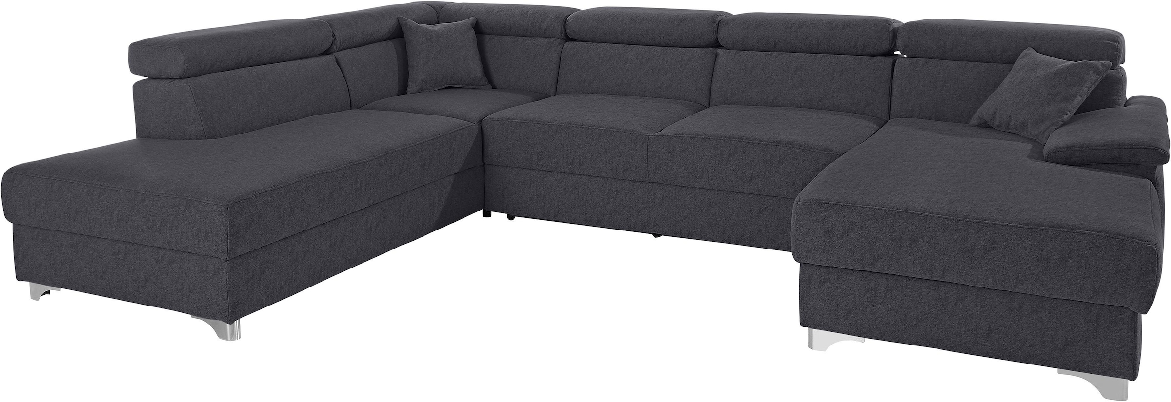 DOMO collection Wohnlandschaft »Mira, inklusive Kopfteilverstellung für mehr Wohlfühlkomfort, U-Form«, wahlweise mit Bettfunktion und Bettkasten, elegant und modern