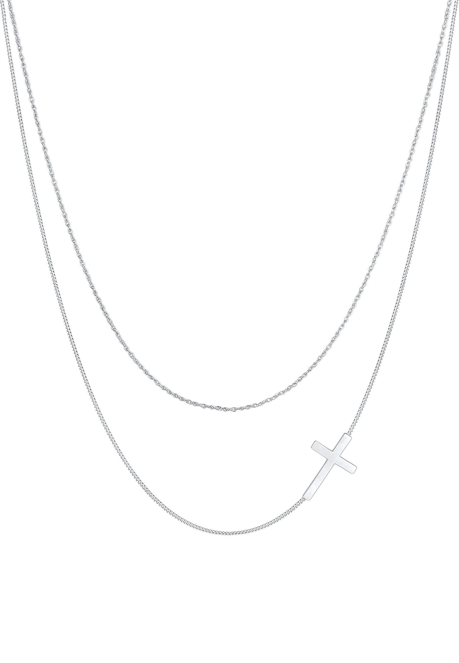 Elli Silberkette »Halskette Kreuz Layer Look 925 Silber«