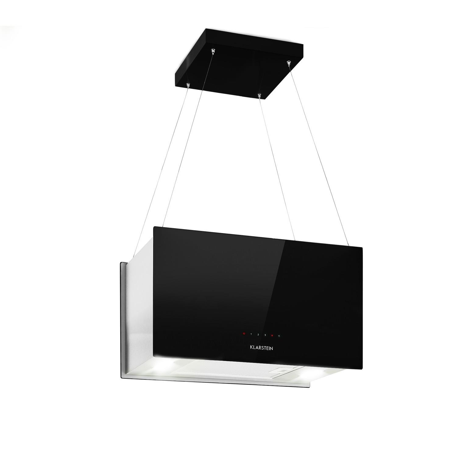Klarstein Inselabzugshaube 60cm Abluft: 590m³/h LED Touch Glas schwarz »Kronleuchter L«