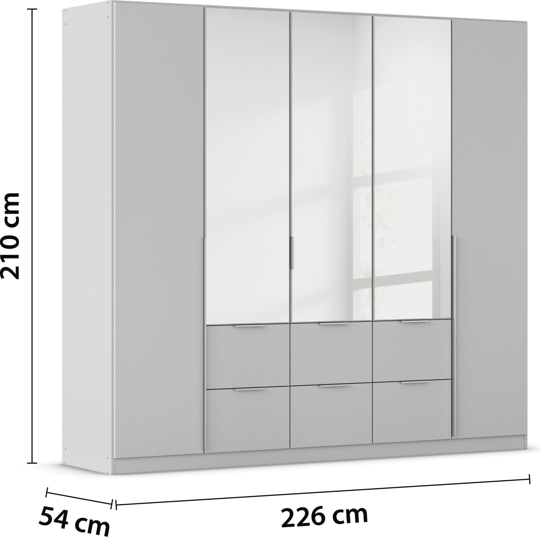 rauch Drehtürenschrank »Kleiderschrank Schrank Garderobe AGORDO mit Dekor- oder Hochglanzfront«, (in zwei Griff-Farben mit Dekor- oder Hochglanzfront), mit Außenschubkästen, in 6 Breiten und 2 Höhen MADE IN GERMANY