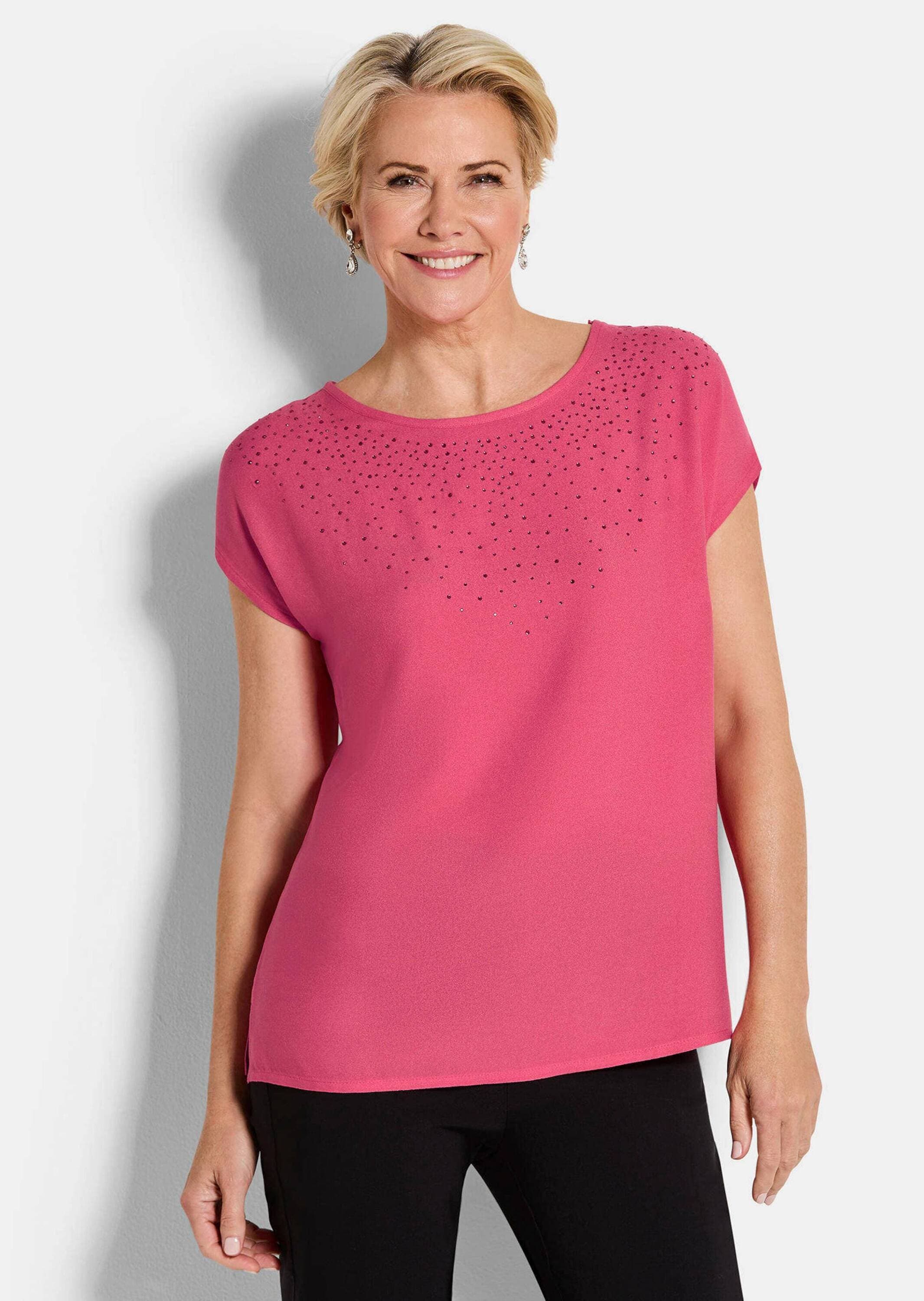 GOLDNER Schlupfbluse »Elegante Viskosebluse mit Glitzer« Dekosteine