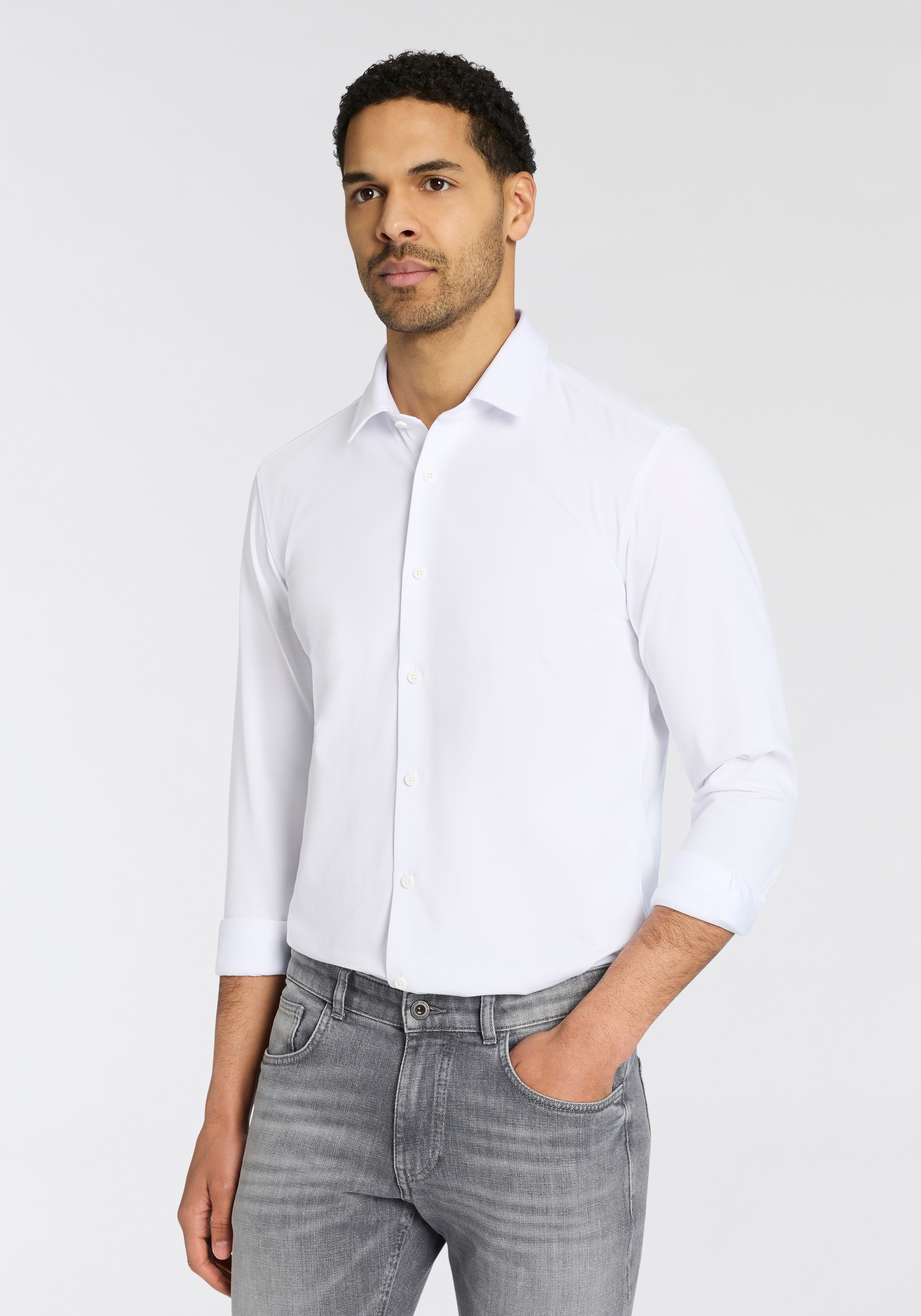 BOSS Businesshemd »HANK« Kentkragen, Slim Fit, Baumwoll-Mix mit Performance-Stretch