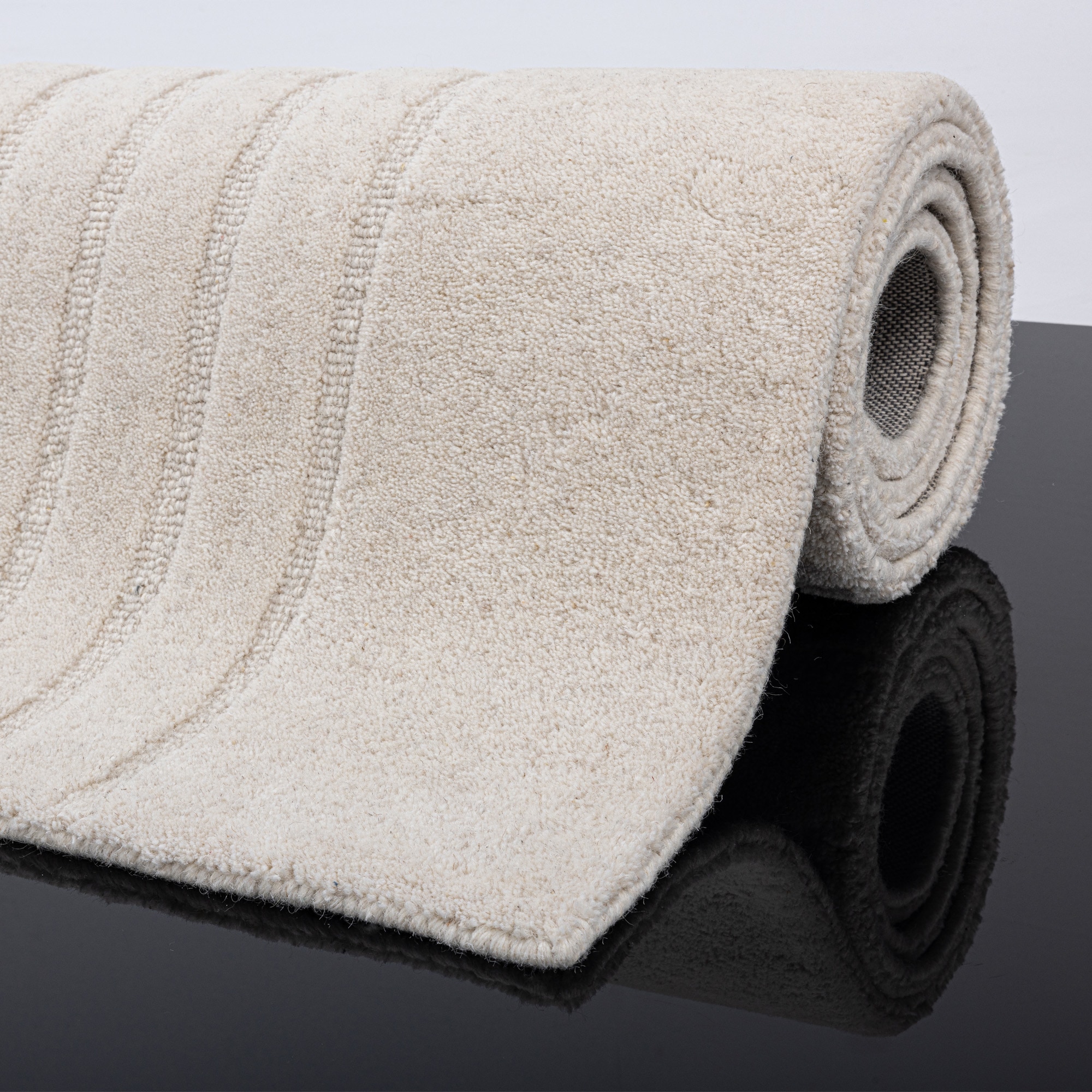 OTTO home Wollteppich »Gabbo Design, Handgefertigt, Teppich,  reine Wolle,« rechteckig 14 mm Höhe Hoch-Tief-Effekt, reine Wolle, Scandi-Look, Naturfaser