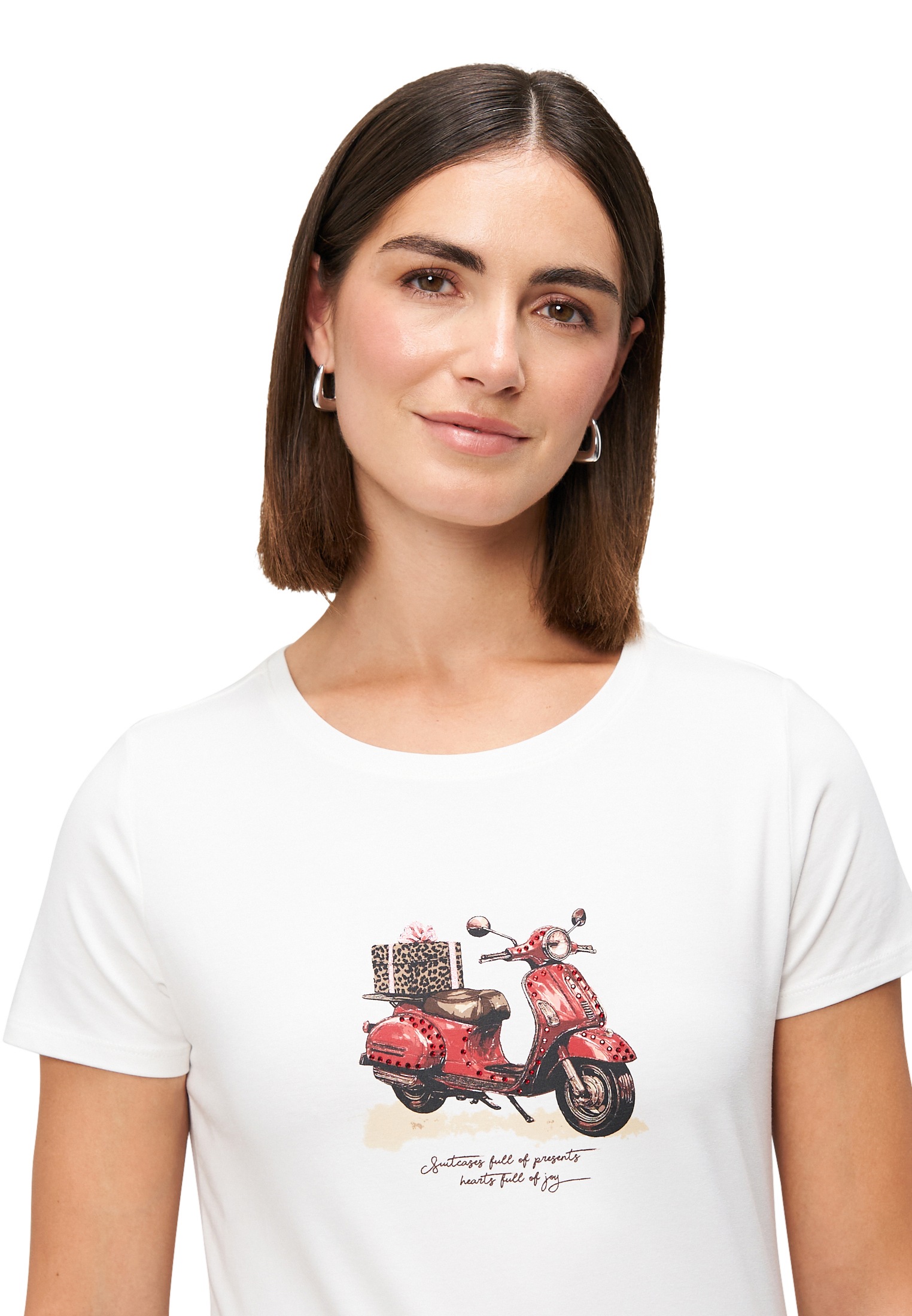 Zero Kurzarmshirt »Shirt mit Glitzersteinchen«