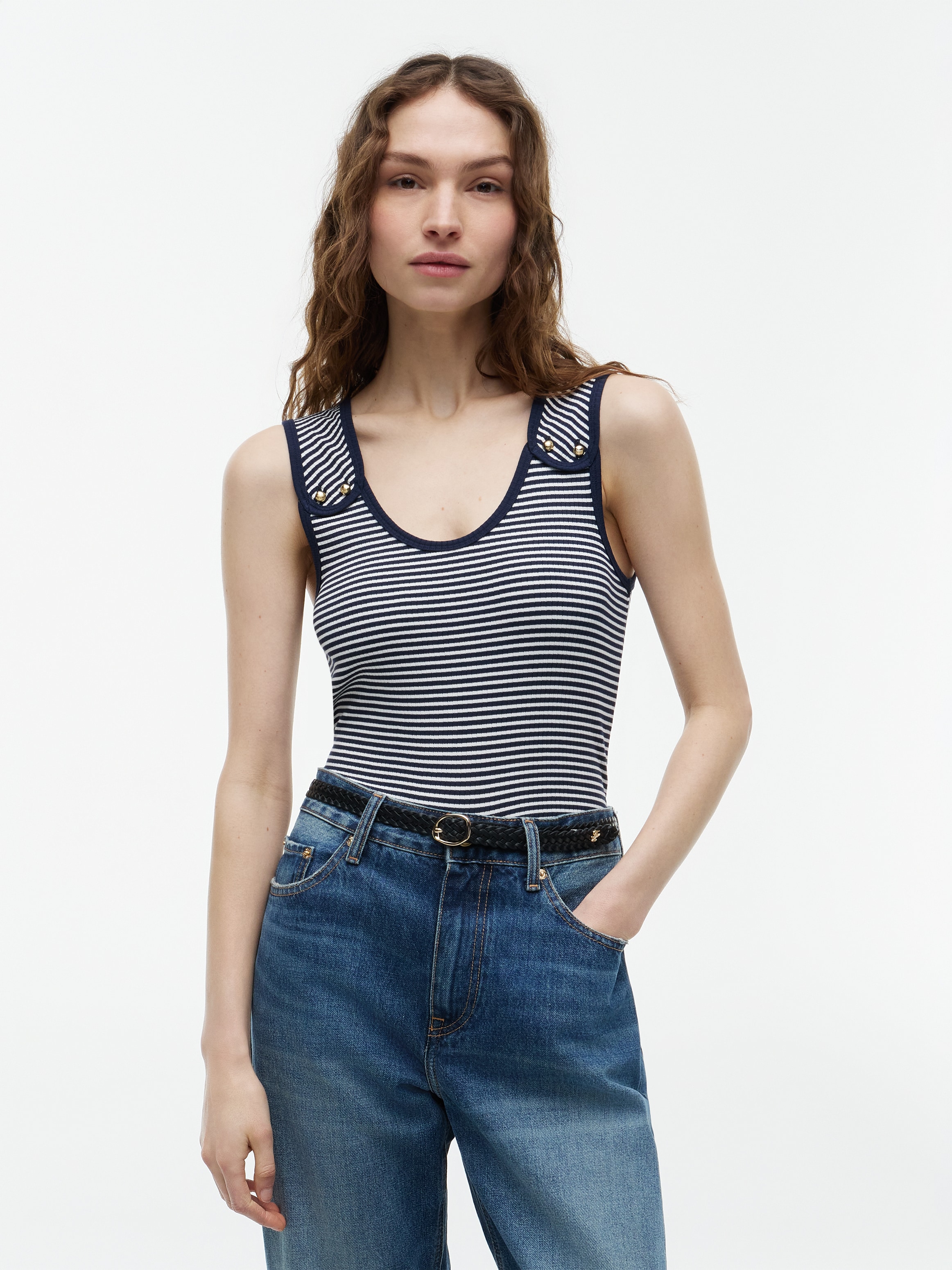 Tommy Hilfiger Tanktop »GOLD BUTTON U-NK TANK« Viskosemischung, goldfarbene Knöpfe