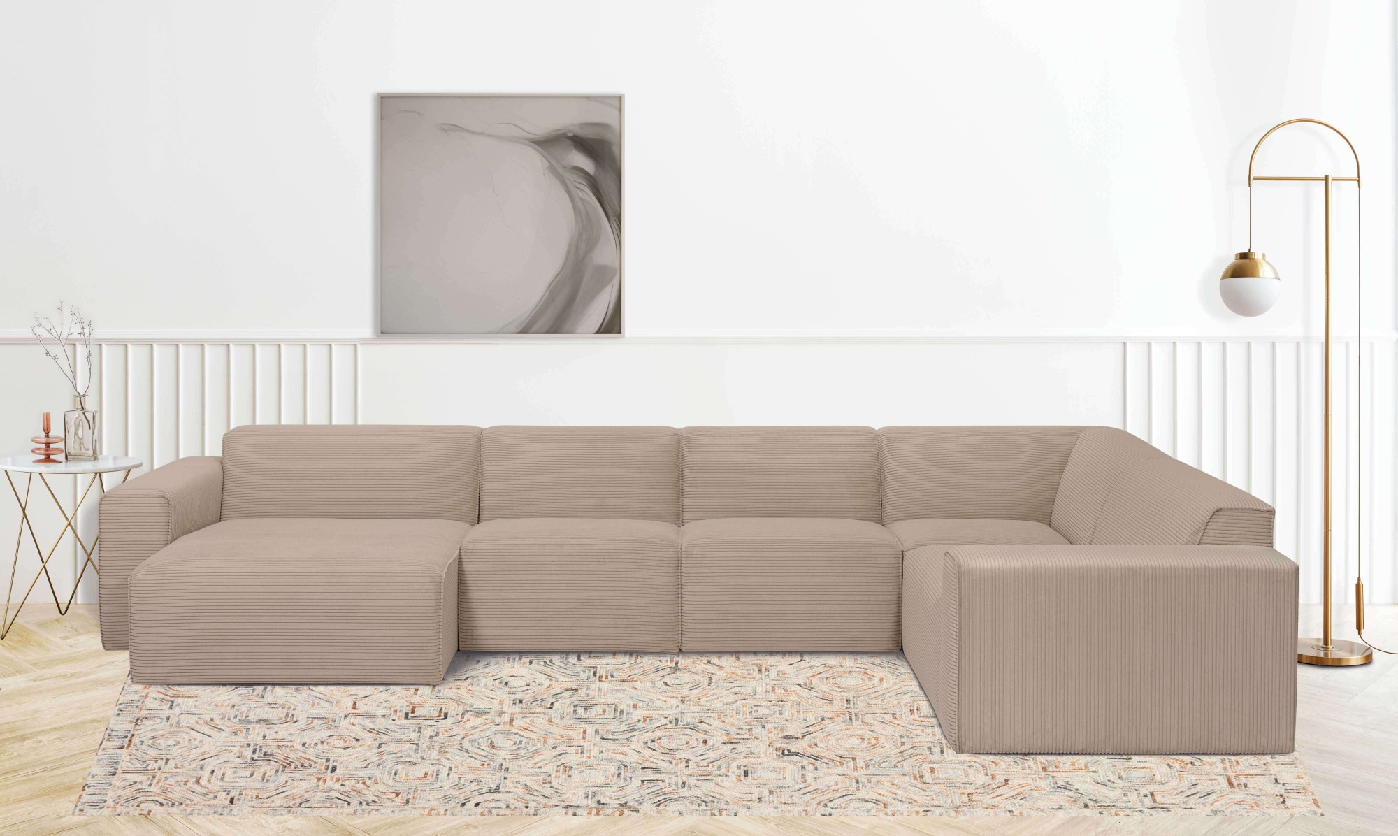 OTTO home Wohnlandschaft »Clayton Breite 371 cm, U-Form« in einem trendigen Cord-Bezug, verschiedene Kombinationen verfügbar