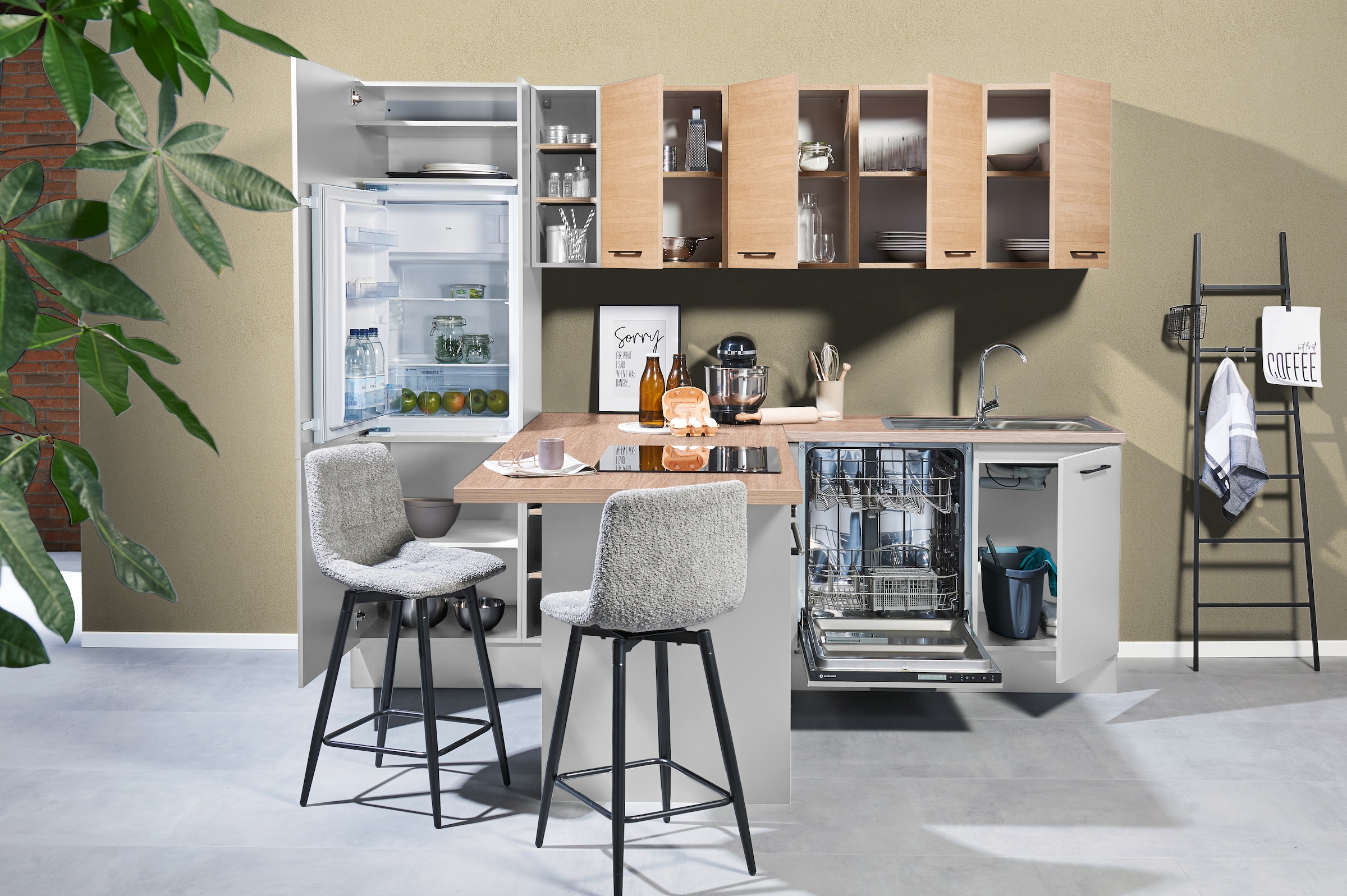 BASIC by Balculina Küchenzeile »Girona B/H/T 265x211x200 cm« Breite 265cm, wahlweise mit E-Geräte, Softclose