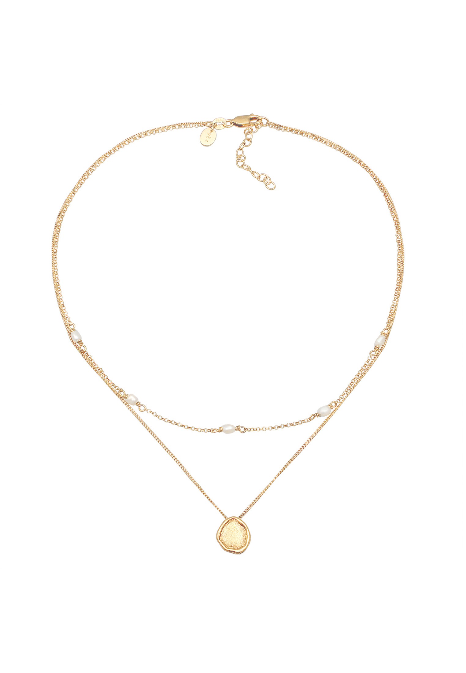 Elli Premium Silberkette »Halskette Choker Layer Süßwasserperlen Coin 925 Silber«