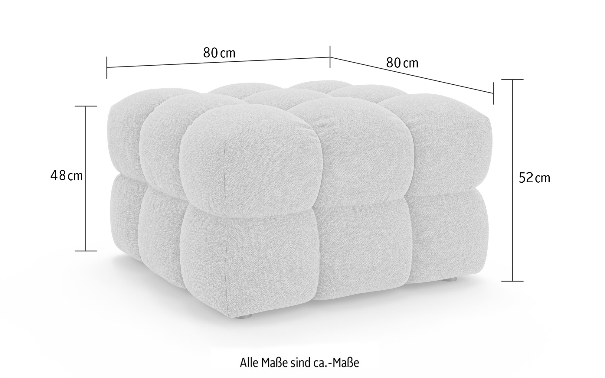 s.Oliver Polsterhocker »COBBO Sitzhocker Bubble-Optik, Maße B/T/H: 80/80/48 cm«, passend zum Sofa, moderne Steppung und hoher Sitzkomfort