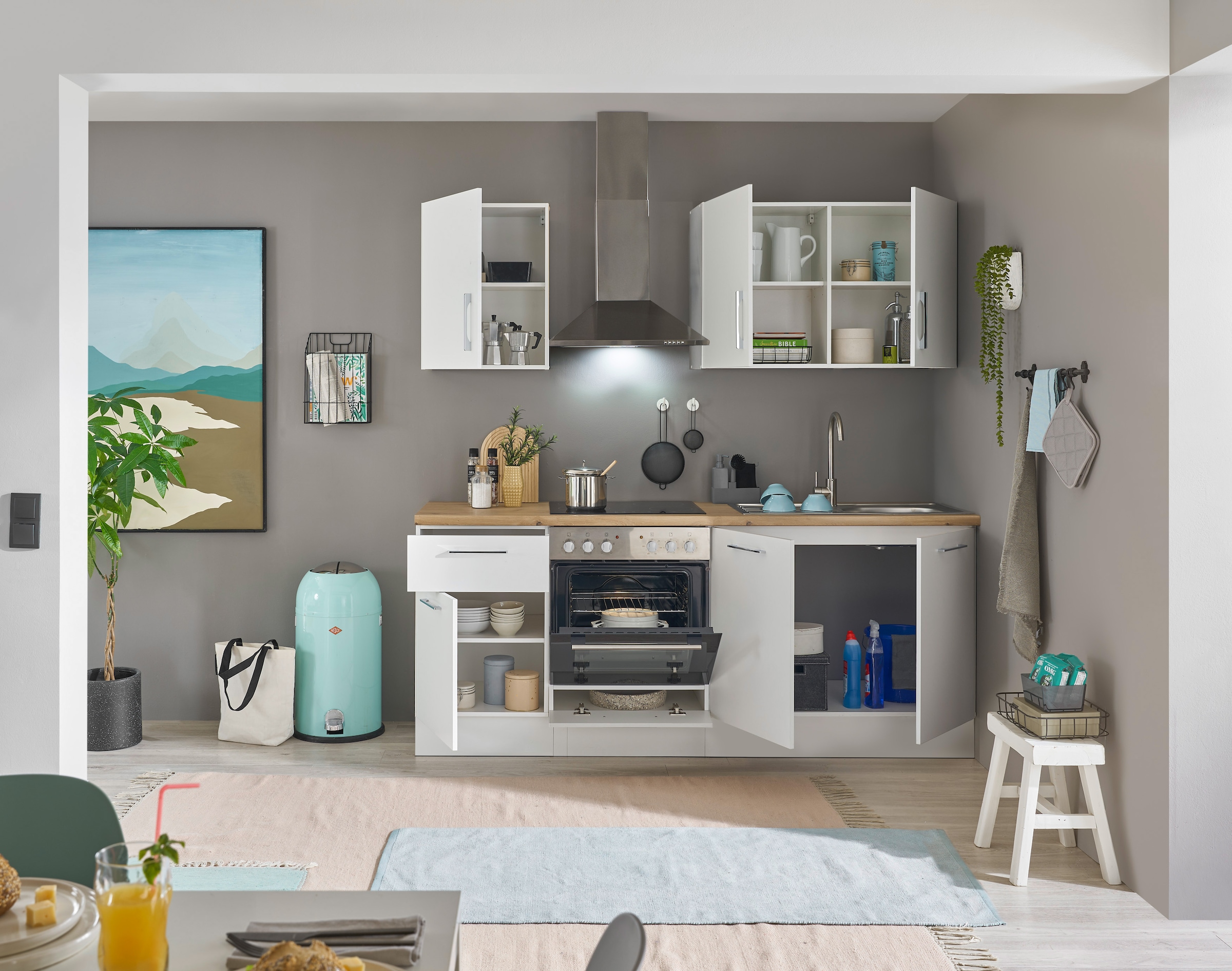 BASIC by Balculina Küchenzeile »Turin«, Breite 210 cm, wahlweise mit E-Geräten