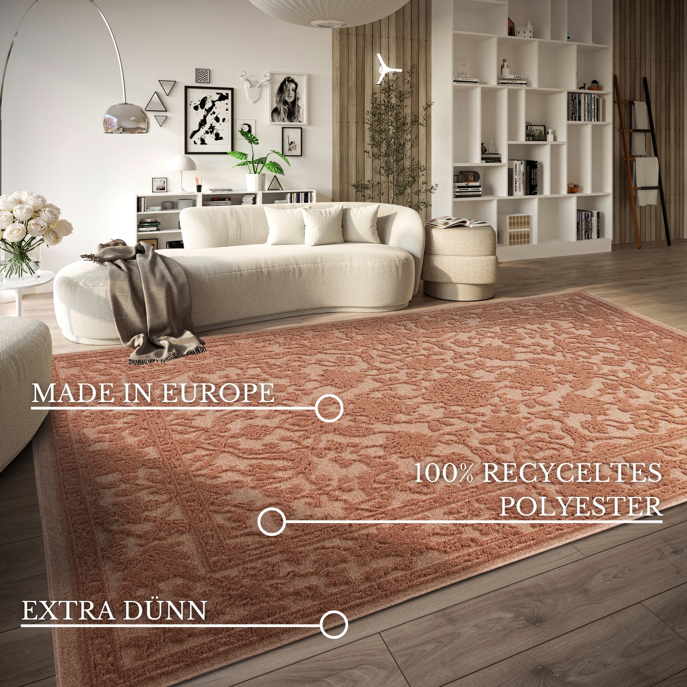 Villeroy & Boch Teppich »Ambroise«, rechteckig, 5,5 mm Höhe, Wohnzimmer, Schlafzimmer, Modern, Hoch-Tief Effekt, Flur