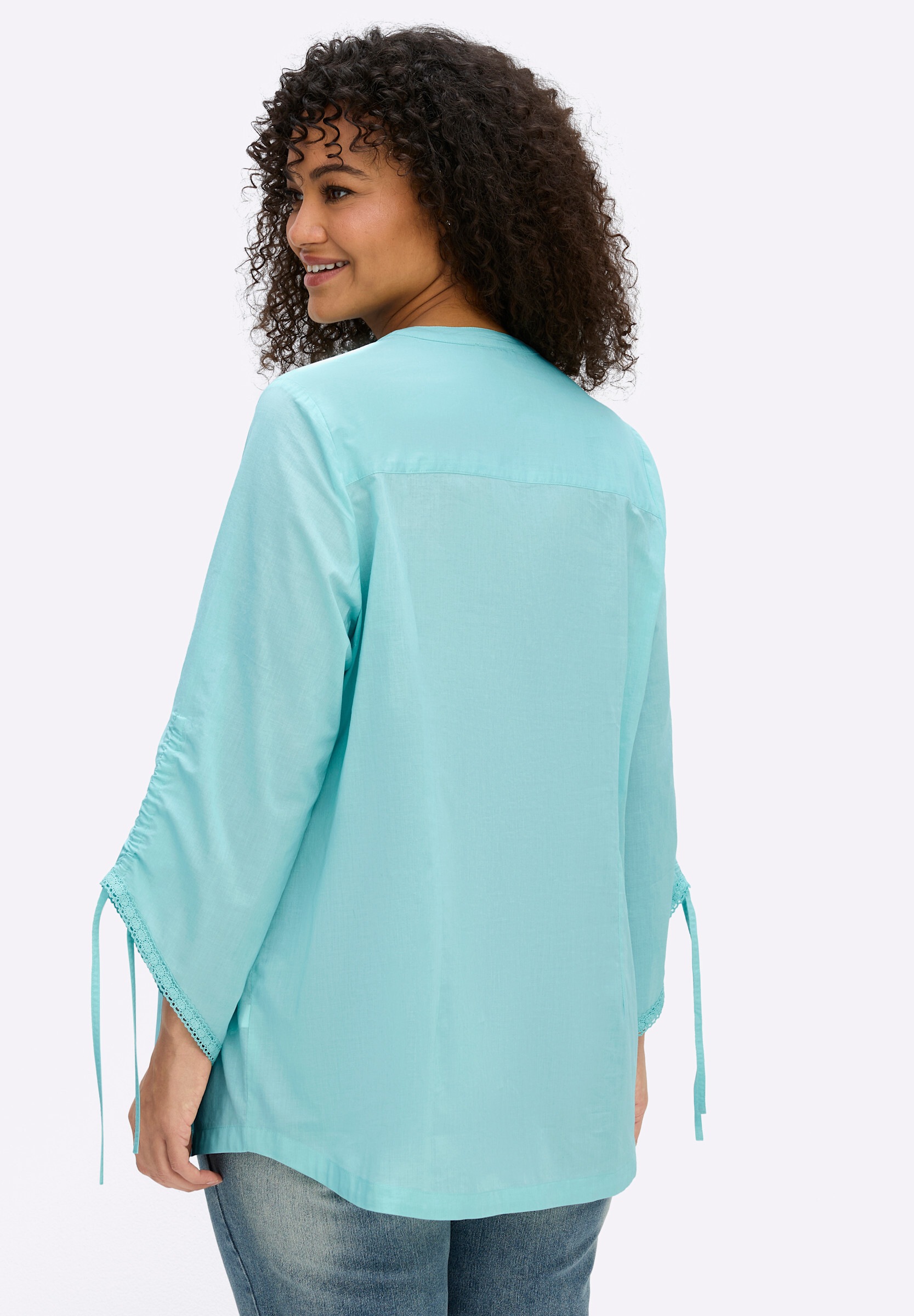 sheego by Joe Browns Klassische Bluse »3/4-Arm-Bluse Baumwollbluse mit Spitze und Biesen«
