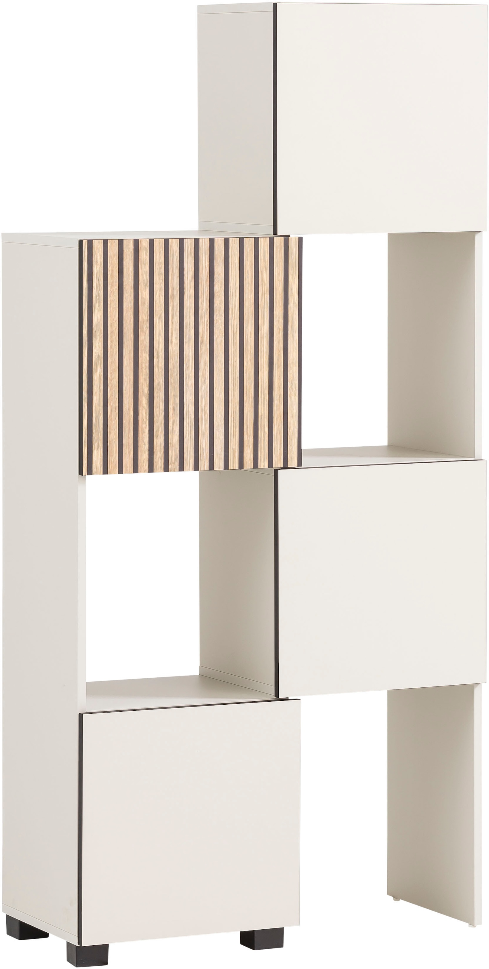 Schildmeyer Schieberegal »Alexa, Breite variabel von 40 bis 70 cm«, Türfront mit Akustikprint, grifflose Öffnung