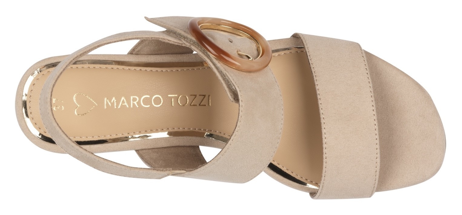 MARCO TOZZI Sandalette, Blockabsatz, Riemchensandale, Festtagsschuh mit großer Zierschnalle