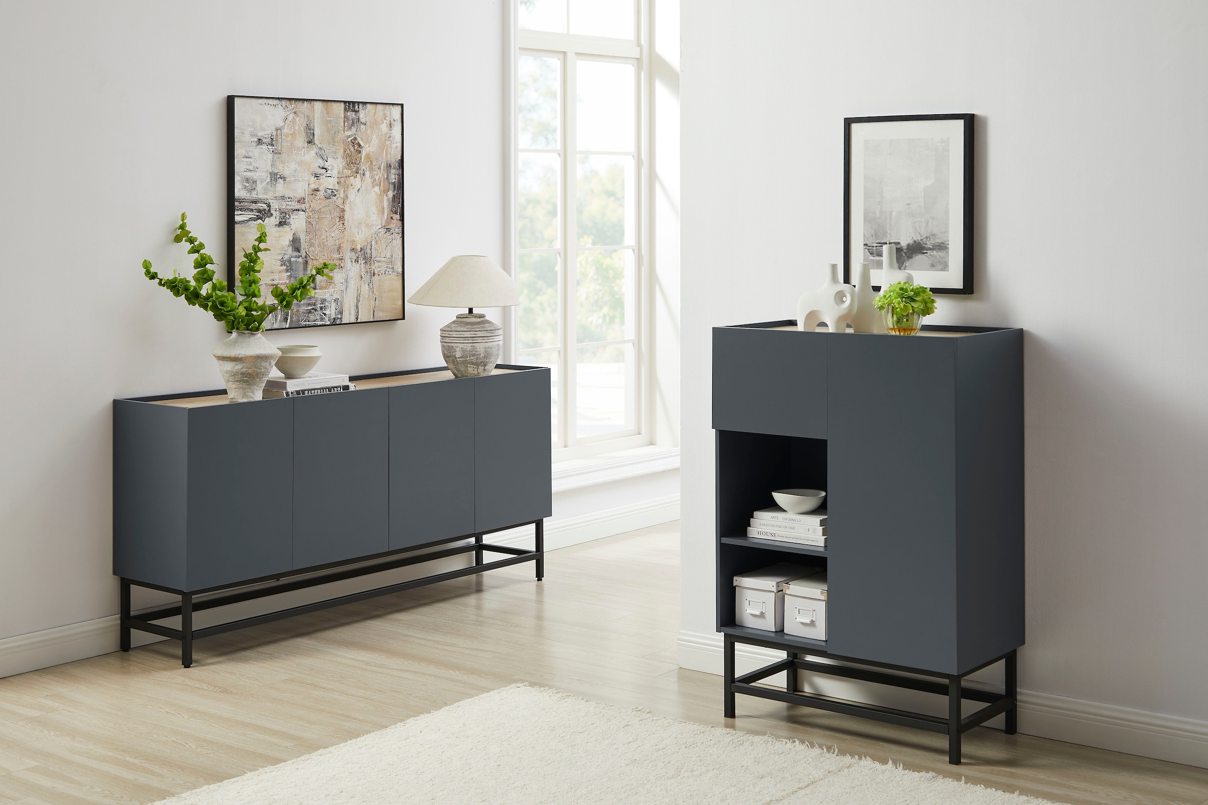OTTO home Sideboard »Azly« pflegeleichte Melaminoberfläche, Metallgestell, ABS-Kanten