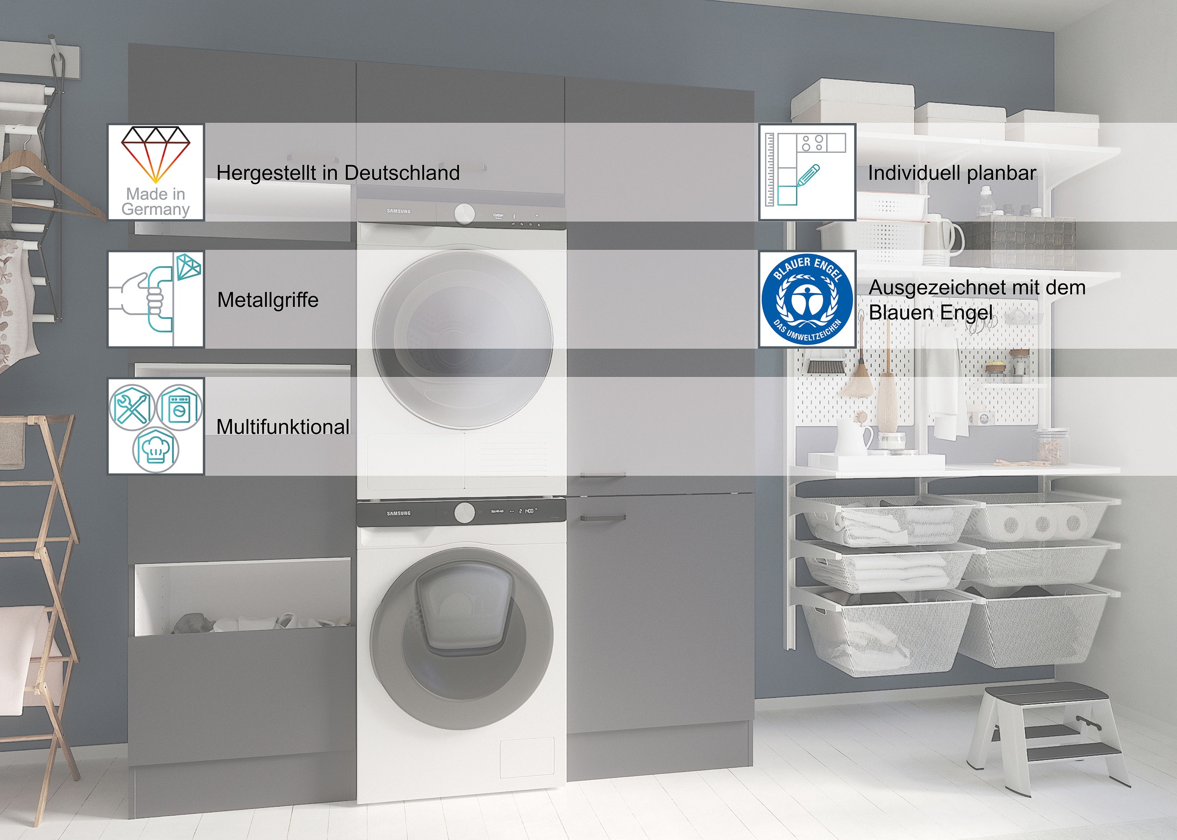 OPTIFIT Küchenzeile »OPTImulti« Breite 300 cm, wahlweise mit E-Geräten und Edelstahlspüle
