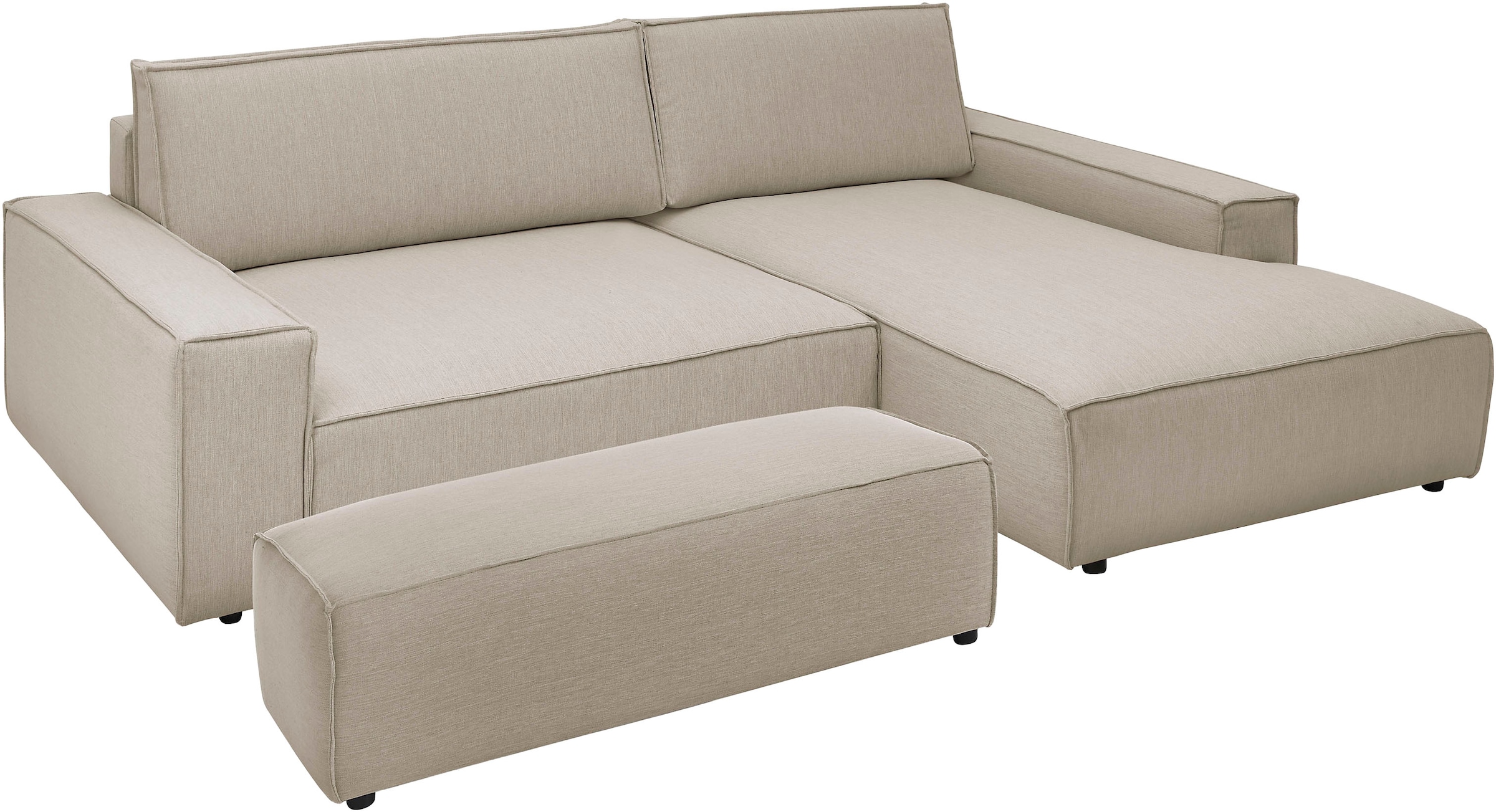 Home affaire Polsterecke »NEU: SHERWOOD XXL tief, L-Form mit Schlaffunktion, Big-Sofa mit Hocker«, (Set, 2 St.), stellbar zum Schlafsofa (Krokodilverbinder), Cord, Leinenoptik
