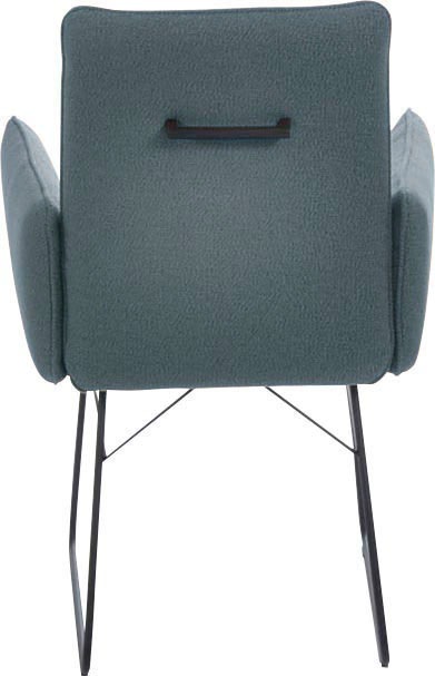 K+W Komfort & Wohnen Armlehnstuhl, 1 St., Flachgewebe Q2 2250, Drahtkufengestell in Metall schwarz, Griff am Rücken, Steppung im Sitz