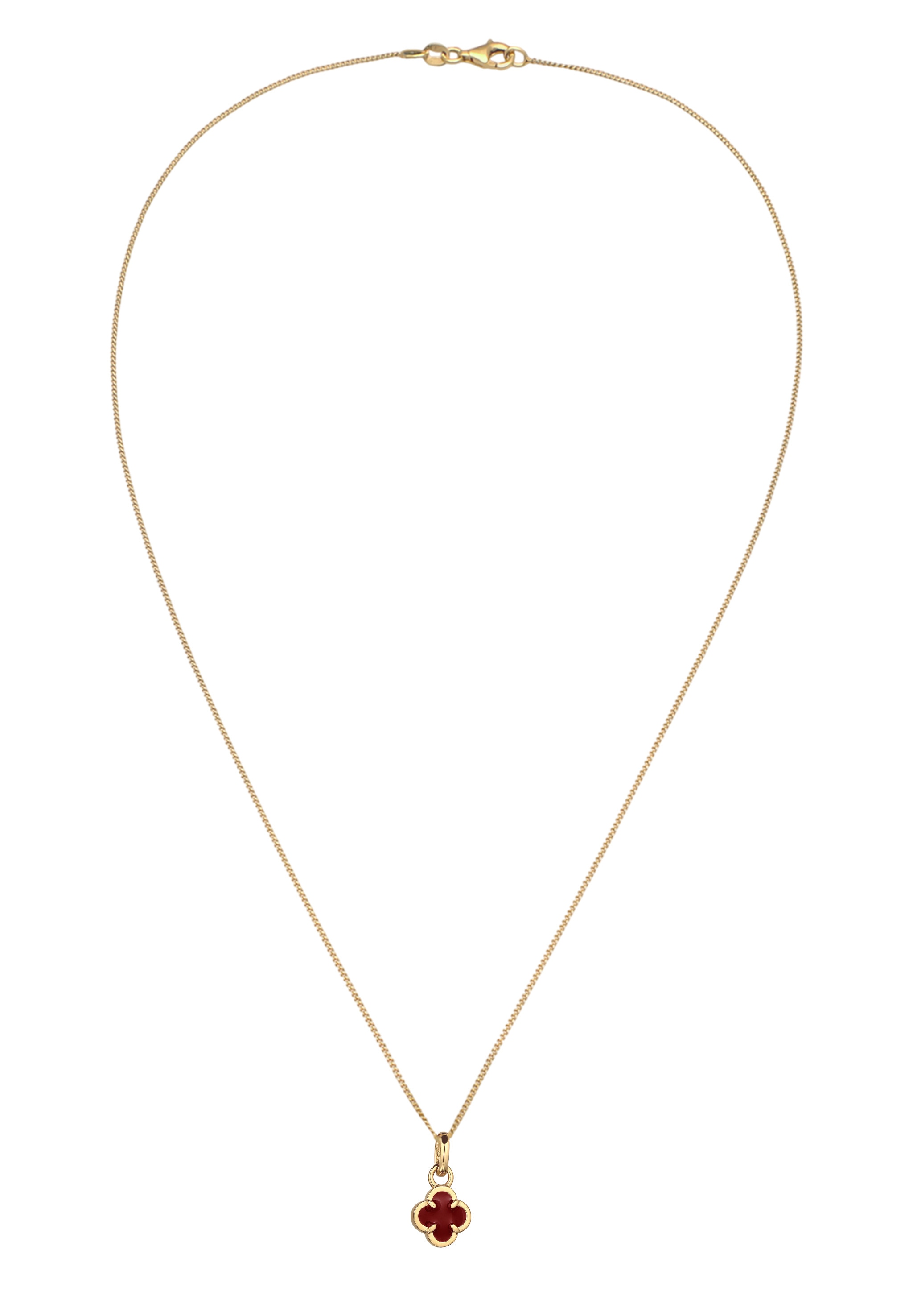 Elli Kette mit Anhänger »Halskette Kleeblatt Emaille Anhänger 925 Sterling Silber vergoldet«