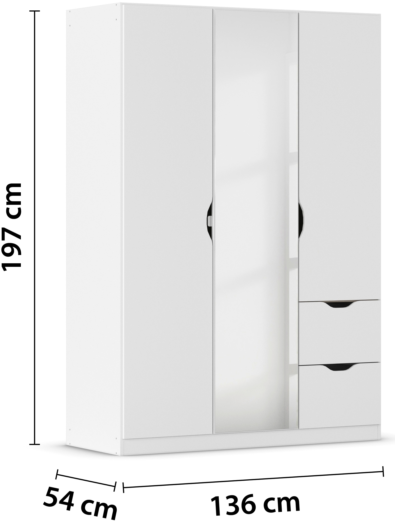 rauch Kleiderschrank »Freiham Drehtürenschrank Garderobe BESTSELLER« mit Spiegel und Schubkästen, Griffmulden,  Schlafzimmerschrank Schrank