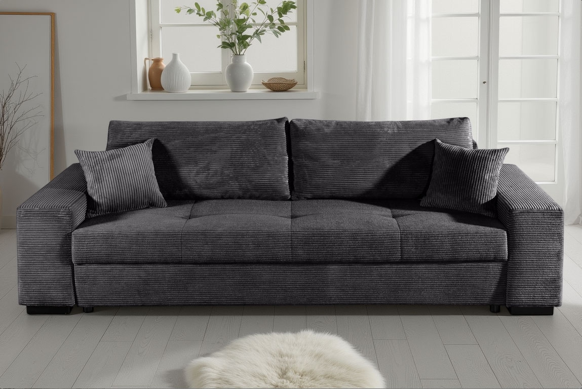 COLLECTION AB Schlafsofa »Kreta, B: 248 cm, Liegefl. 137x195 cm« Bettfunktion, Bettkasten & 2 Zierkissen, optional mit Topper