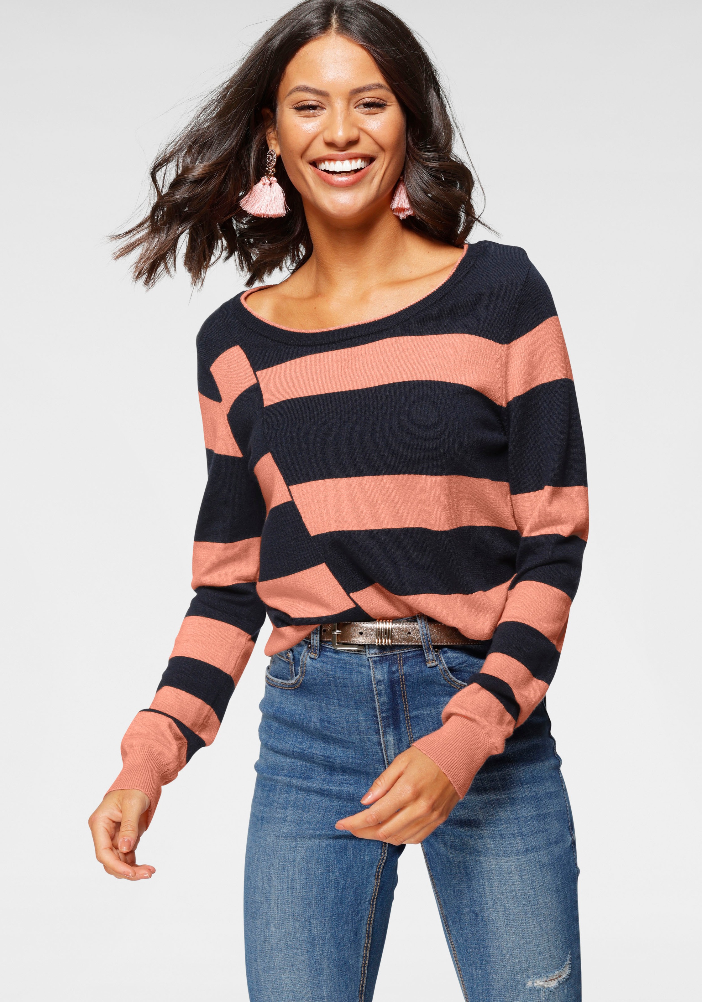 Laura Scott Streifenpullover, mit abstrakten Color Block - NEUE KOLLEKTION