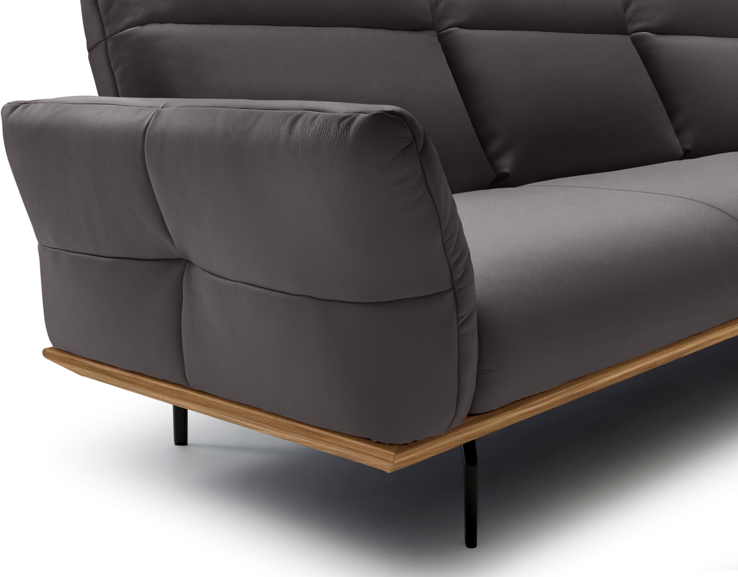 Creation BY ROLF BENZ Ecksofa »CR.460«, Sockel in Nussbaum, Winkelfüße in Umbragrau, Breite 318 cm