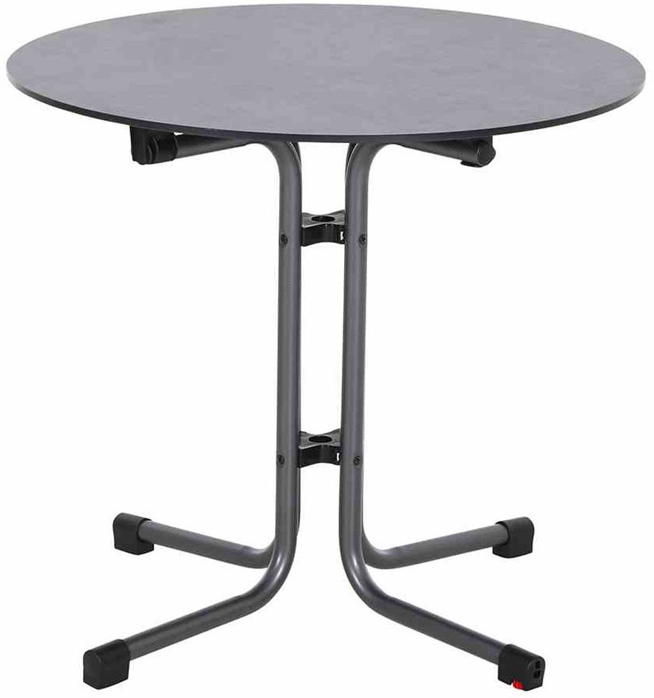 Siena Garden Gartensessel »Lane Sessel  taupe 4er Set mit Tisch« Set, 4 Stk. tlg. 4 x Stapelsessel + Tisch Sola Ø 80 cm