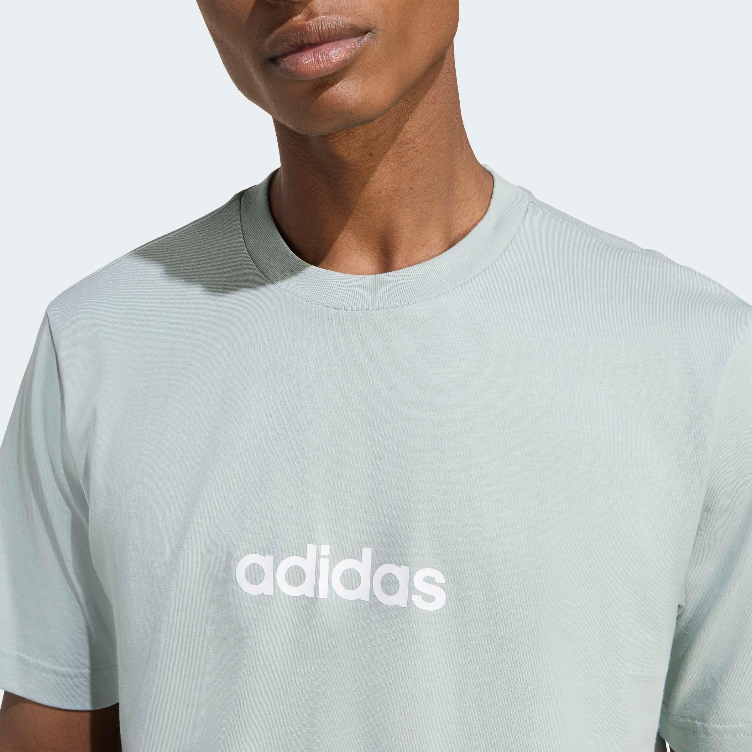 adidas Sportswear T-Shirt »ESSENTIALS LINEAR SINGLE JERSEY« überschnittene Schultern, Kurzarmdesign, aus Baumwolljersey