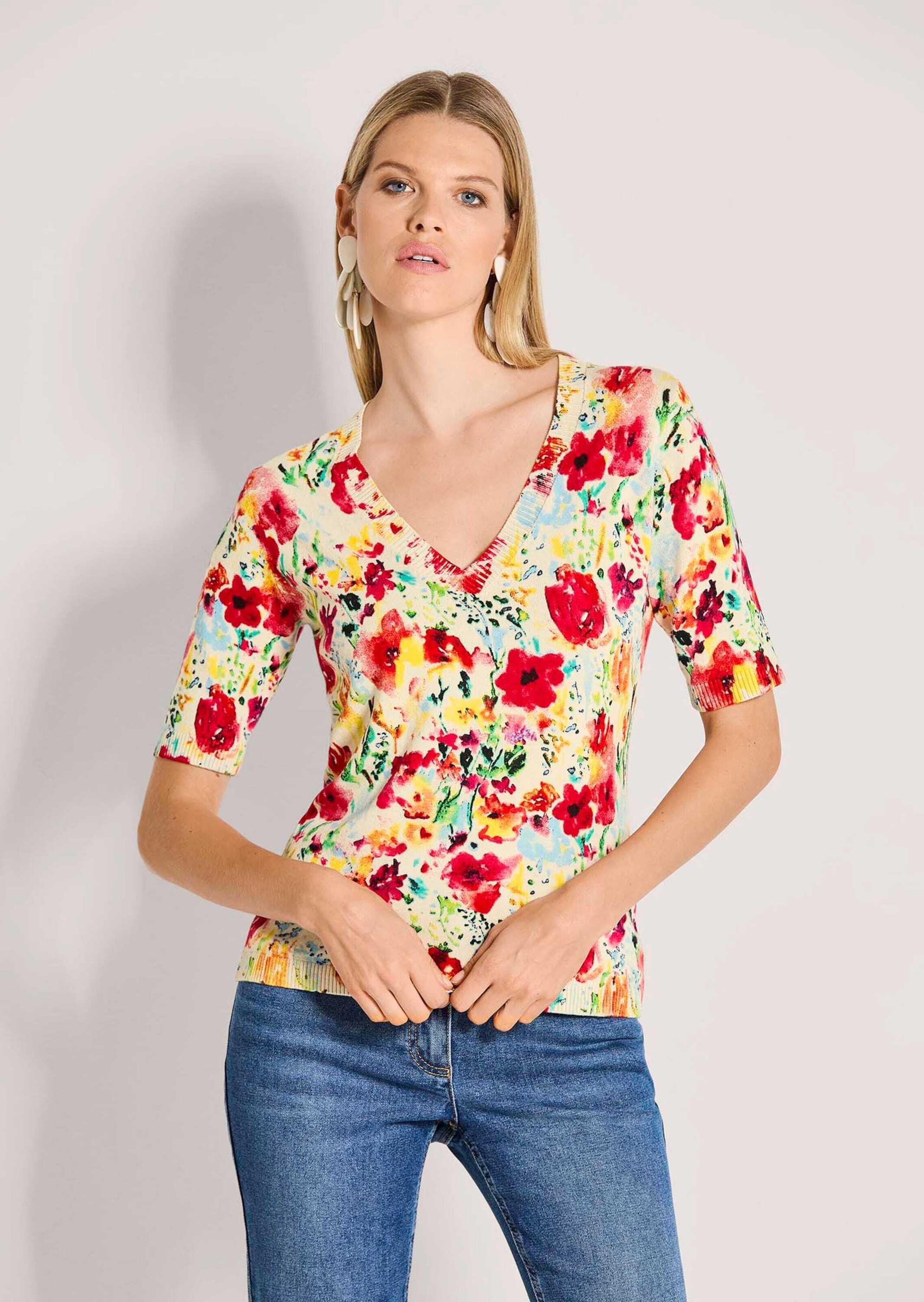 MADELEINE Longpullover »Viskosepullover Druckpullover mit floralem Muster«