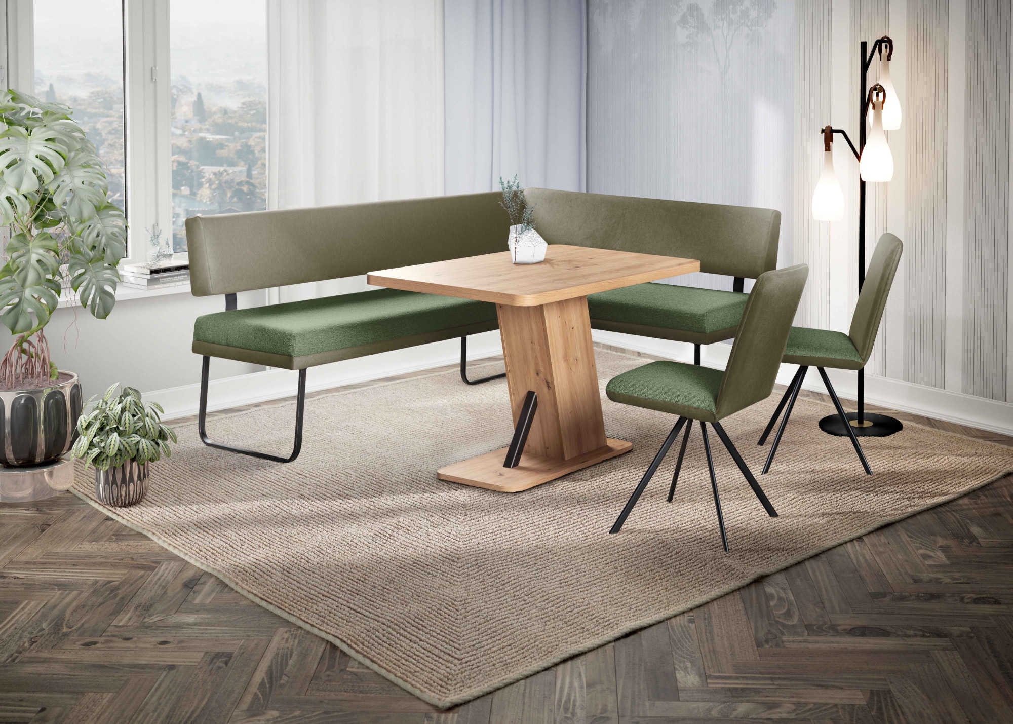 OTTO home Eckbankgruppe »Gabi Essecke, Sitzgruppe, Eckbankgruppe, Küchenbankgruppe« Set, 4tlg, 4 tlg. tlg. Gestell aus matt-schwarzem Flachmetall, stabil, 2-Stoff-Design