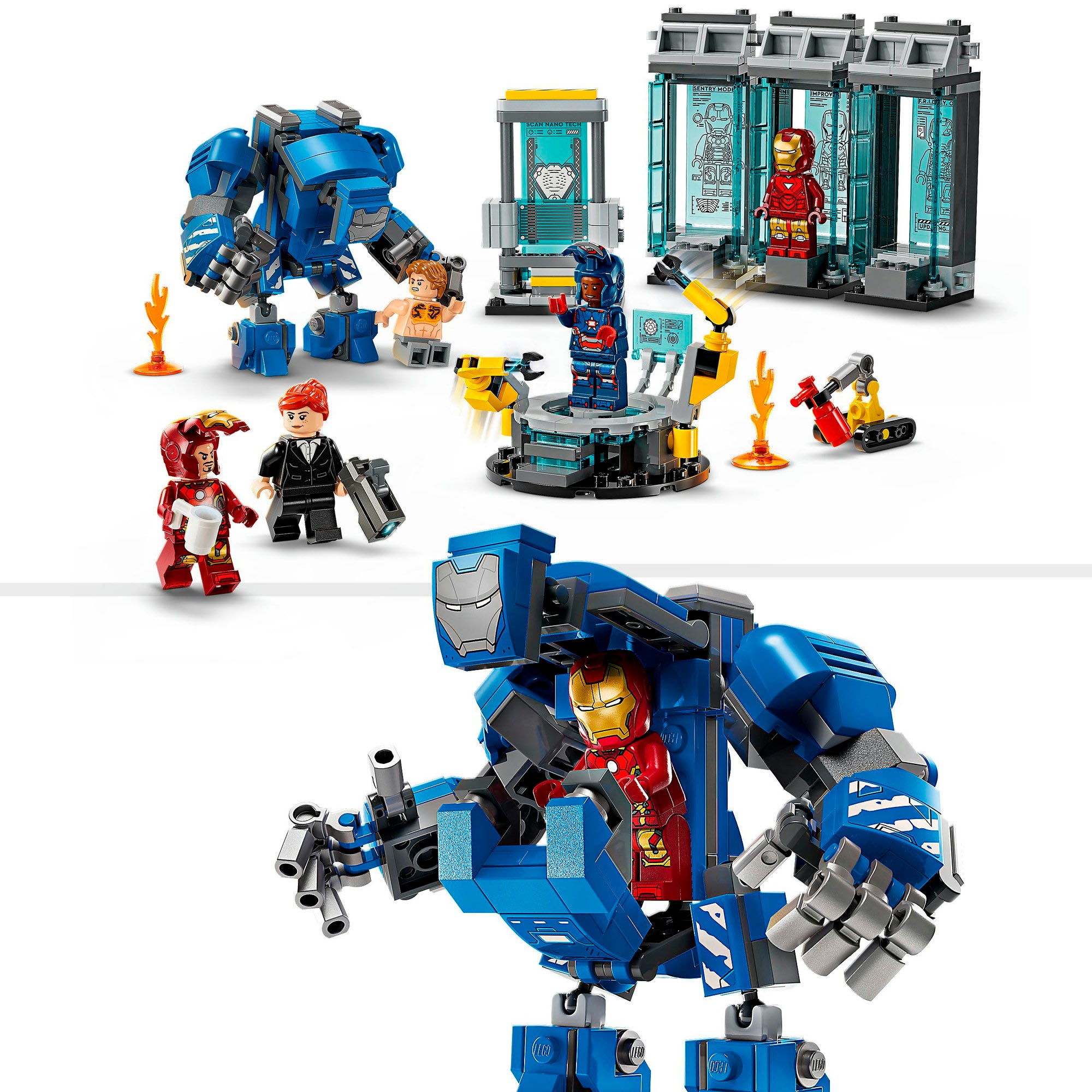 LEGO® Konstruktionsspielsteine »Iron Mans Labor: Halle der Rüstungen (76315), LEGO Super Heroes«, (384 St.), Made in Europe