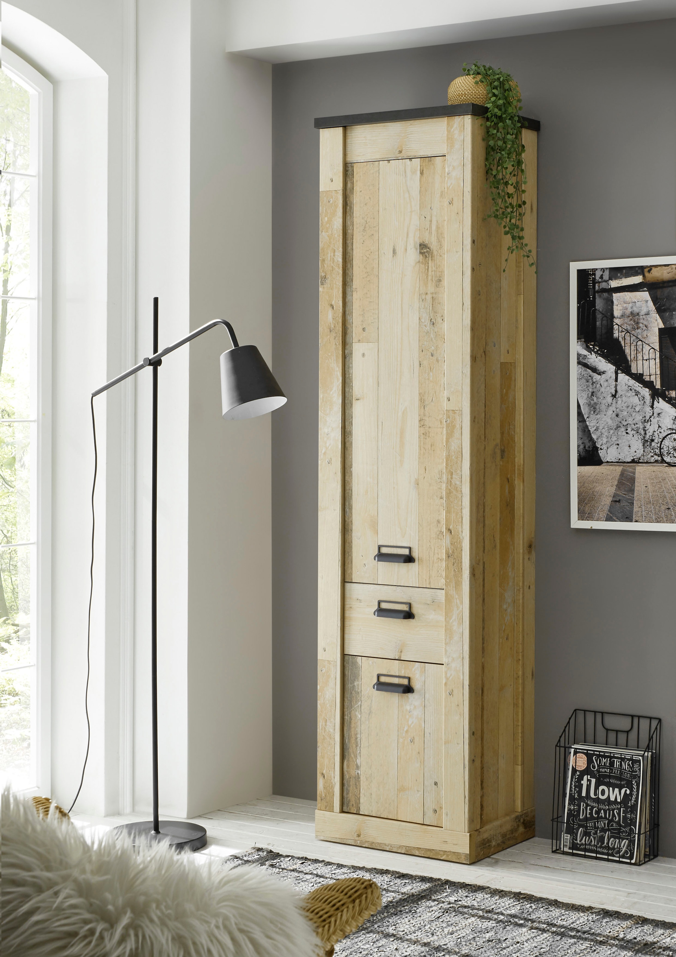 Home affaire Stauraumschrank »SHERWOOD«, in modernem Holz Dekor, mit  Apothekergriffen aus Metall, Höhe 201 cm im OTTO Online Shop