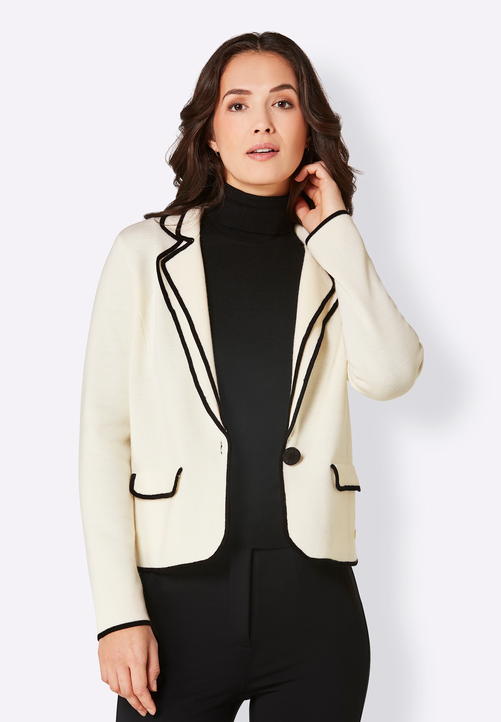 creation L Strickjacke »Merino-Strickblazer Strickjacke aus reiner Merino-Wolle«